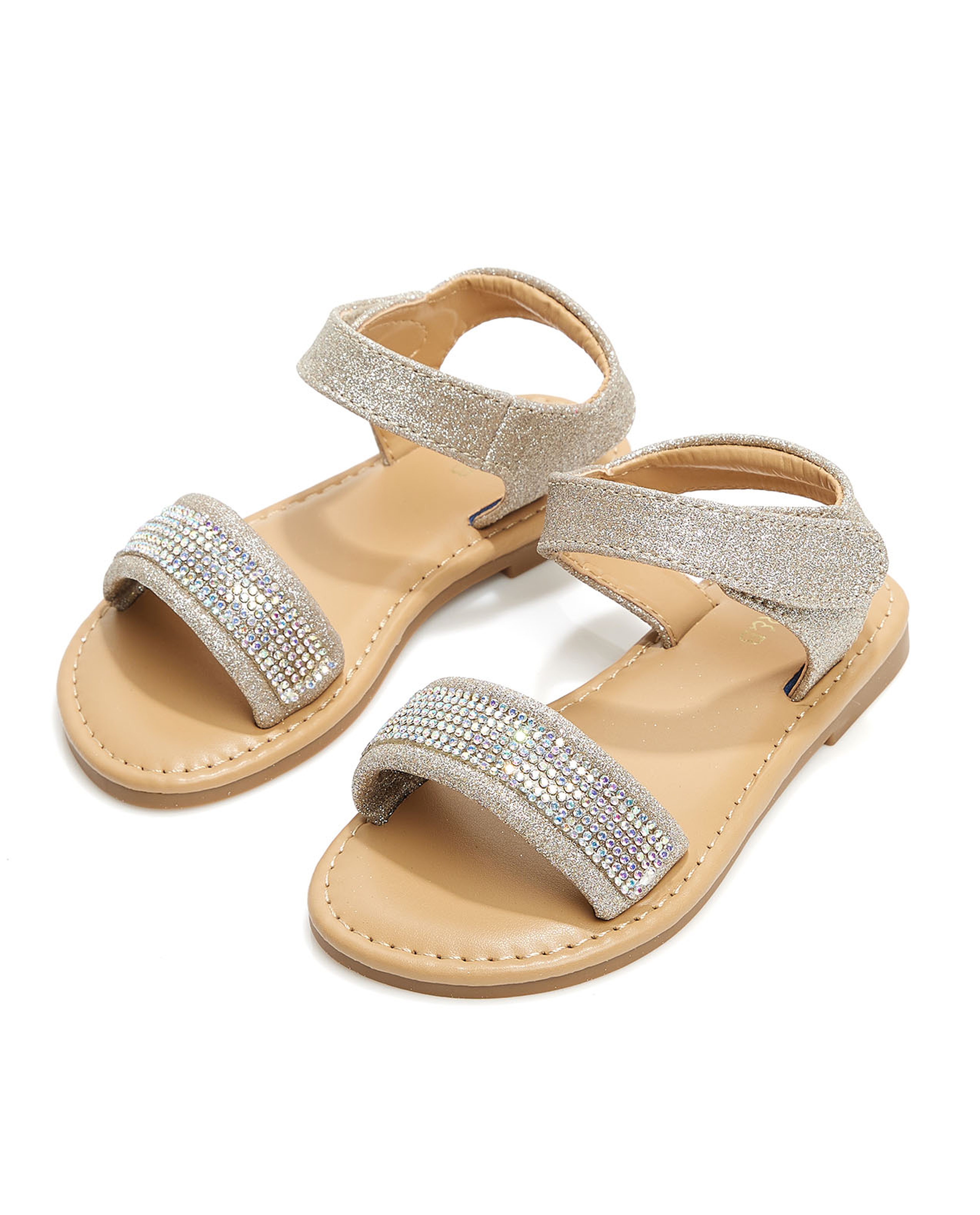 Embellished Velcro Strap Sandals