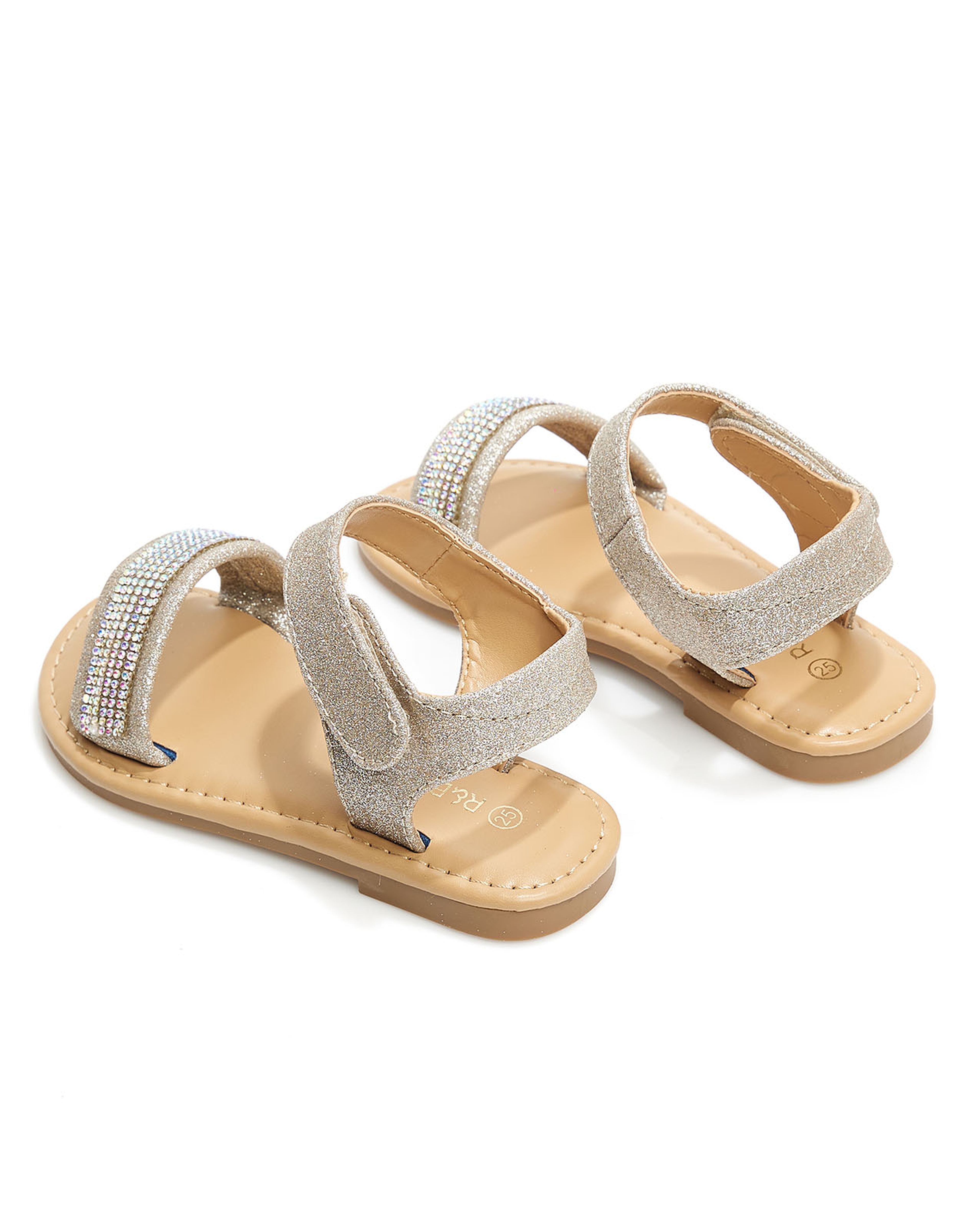 Embellished Velcro Strap Sandals