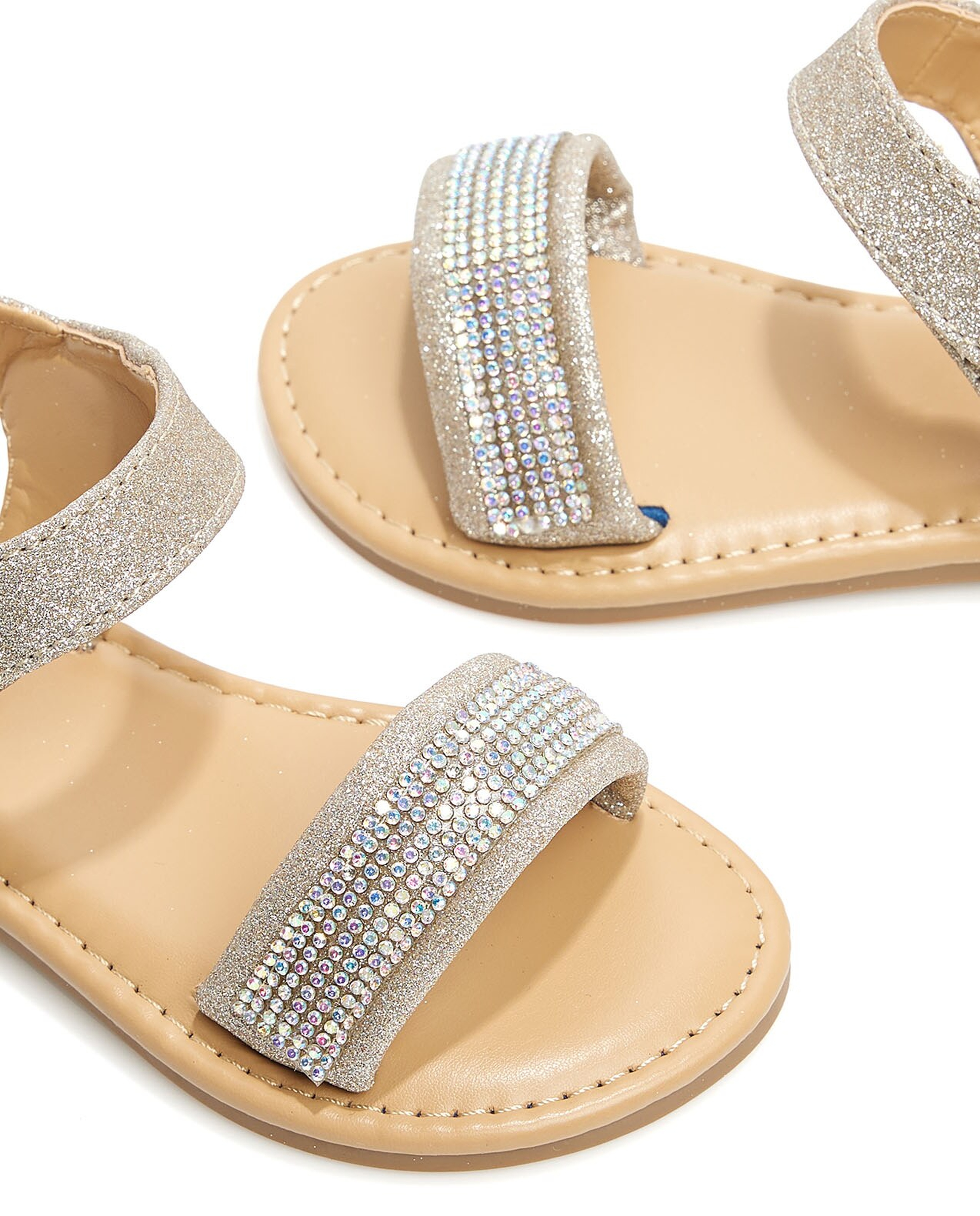 Embellished Velcro Strap Sandals