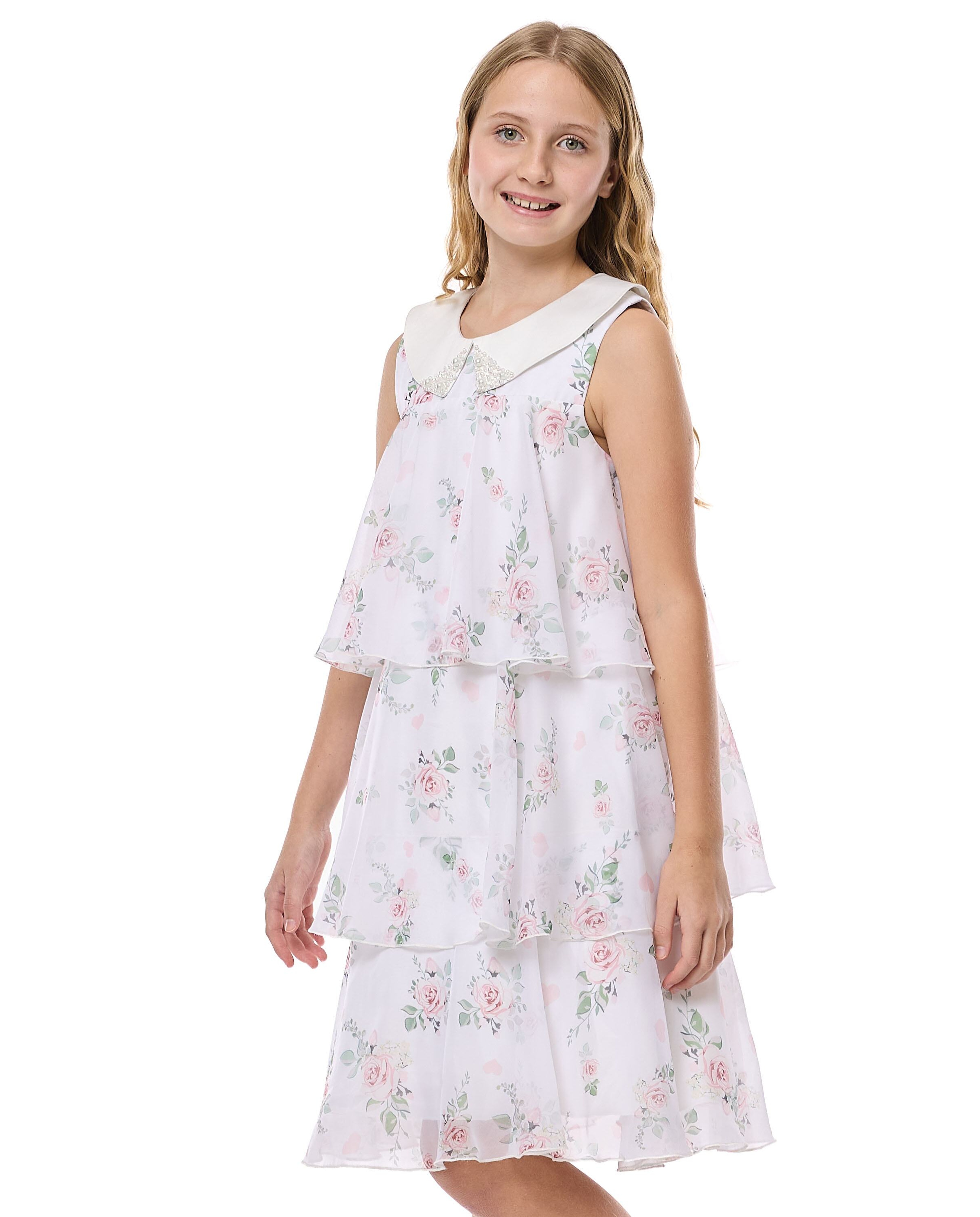 Floral Print Sleeveless Layered Dress