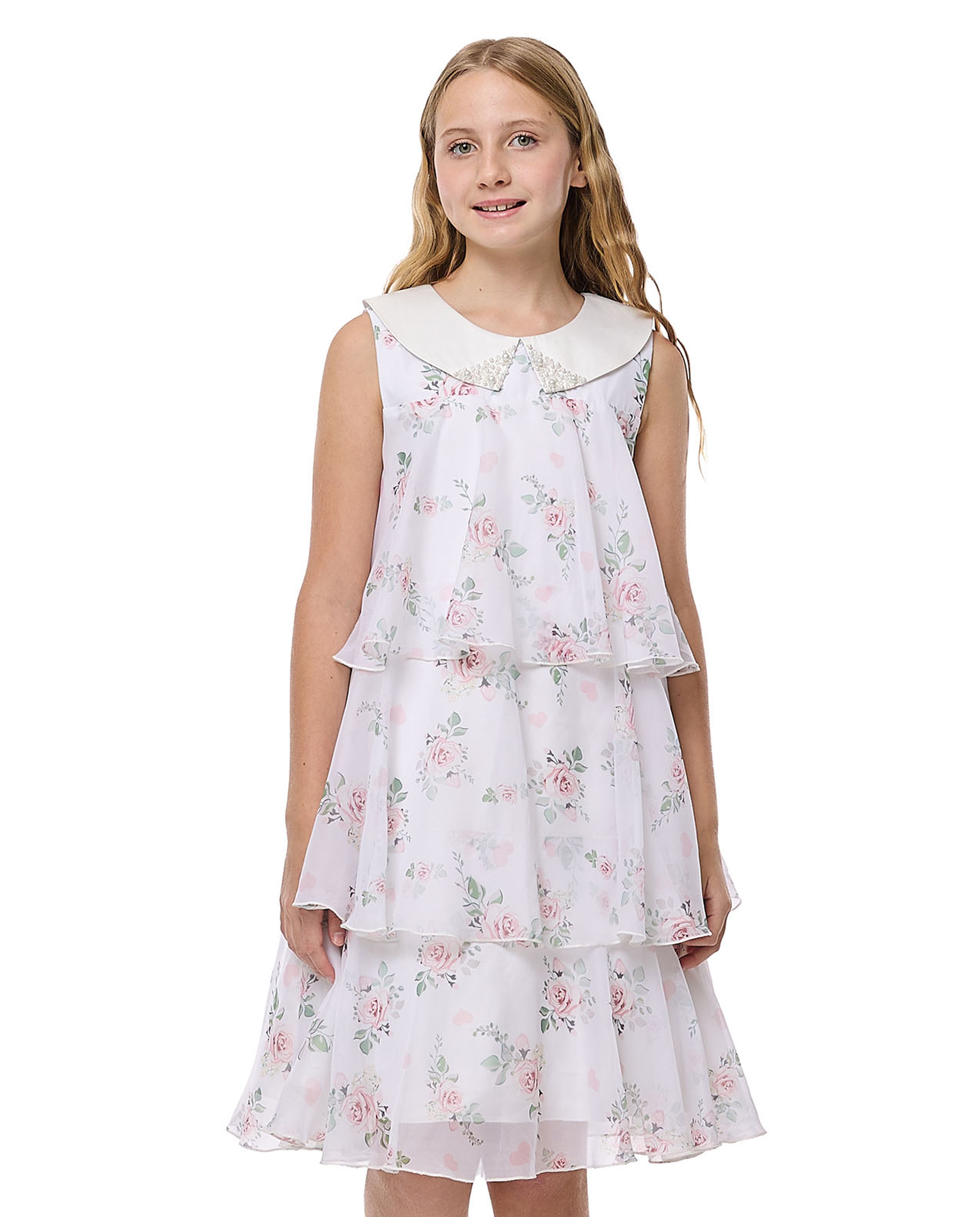 Floral Print Sleeveless Layered Dress