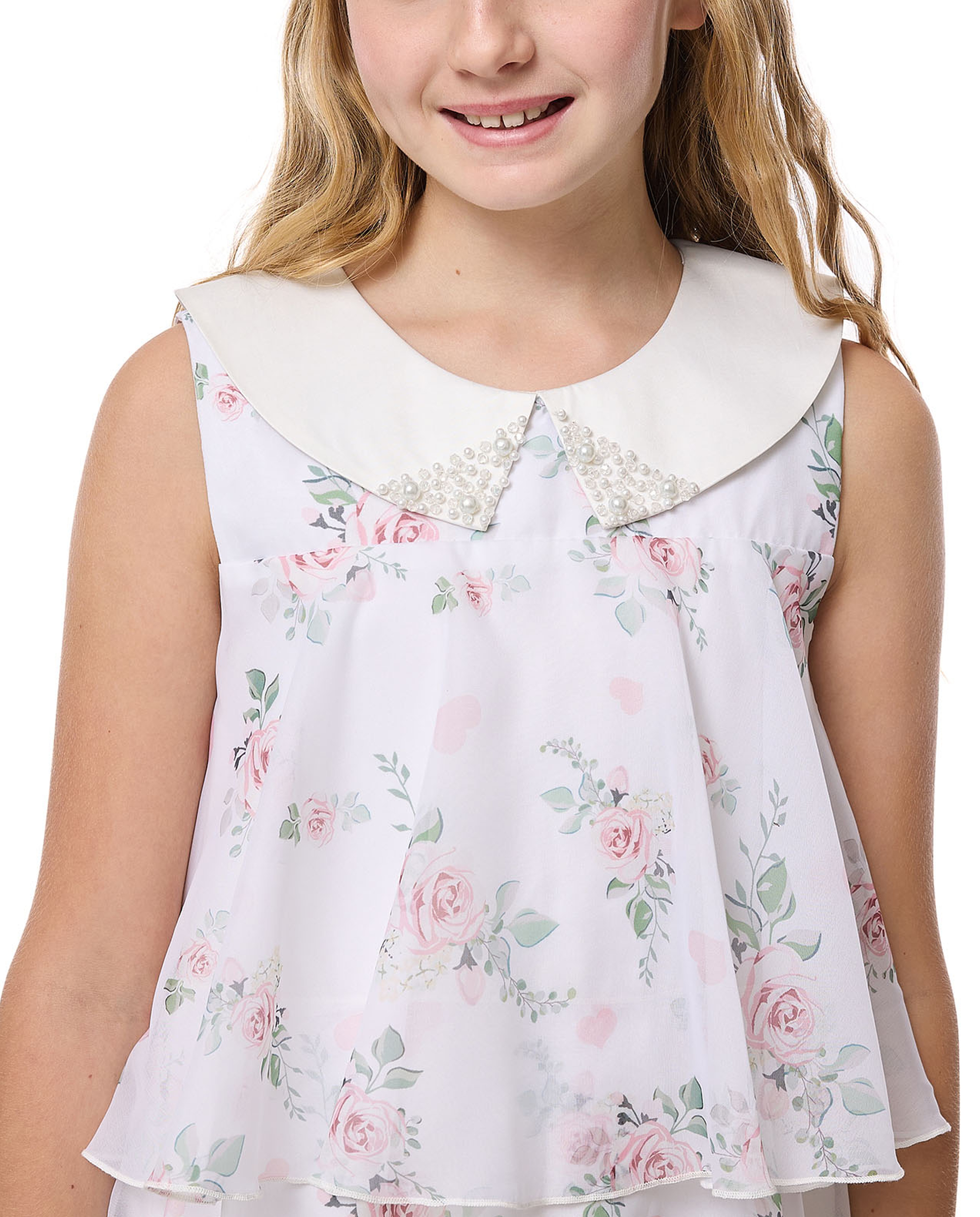 Floral Print Sleeveless Layered Dress