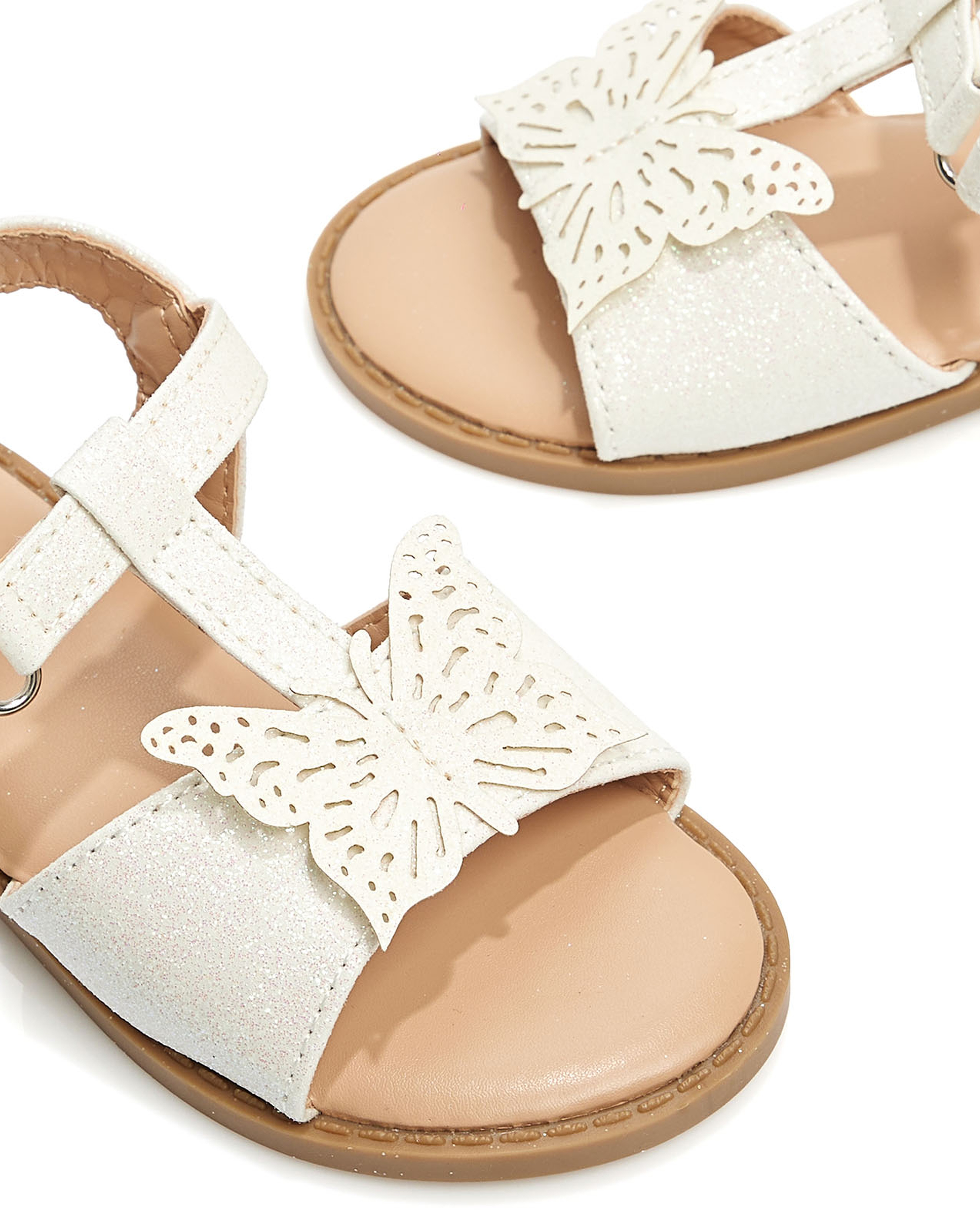 Appliqued Velcro Strap Sandals