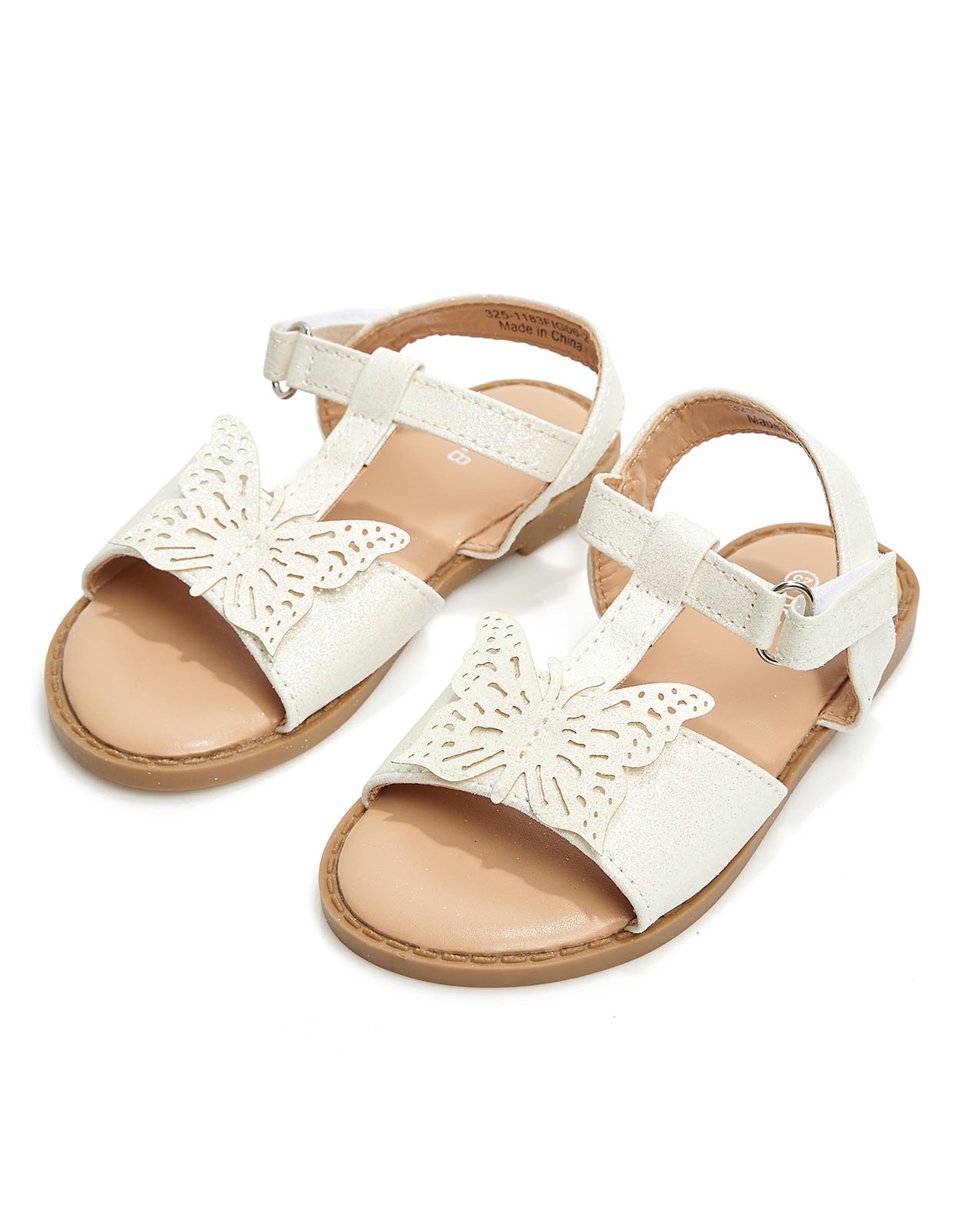 Appliqued Velcro Strap Sandals