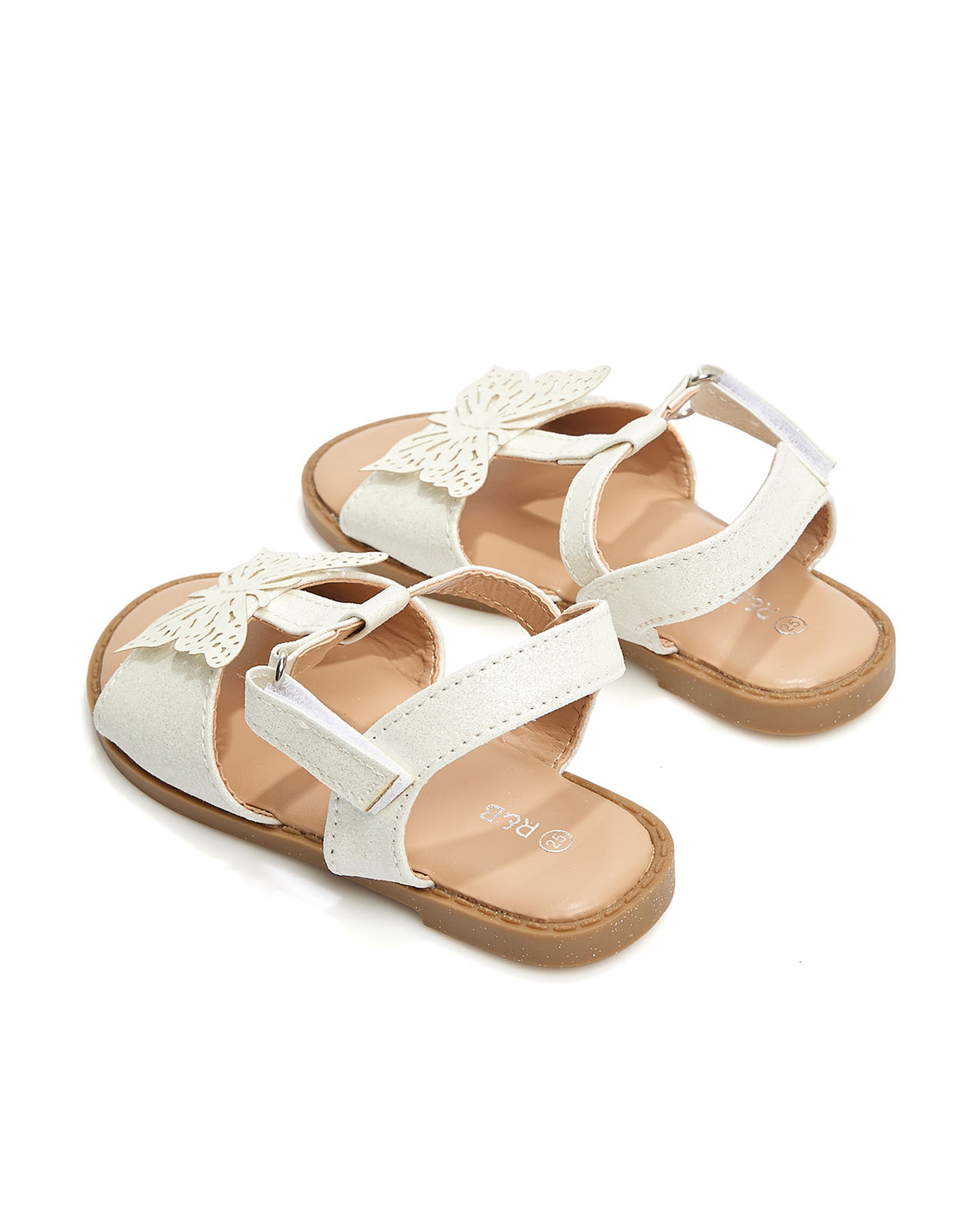 Appliqued Velcro Strap Sandals