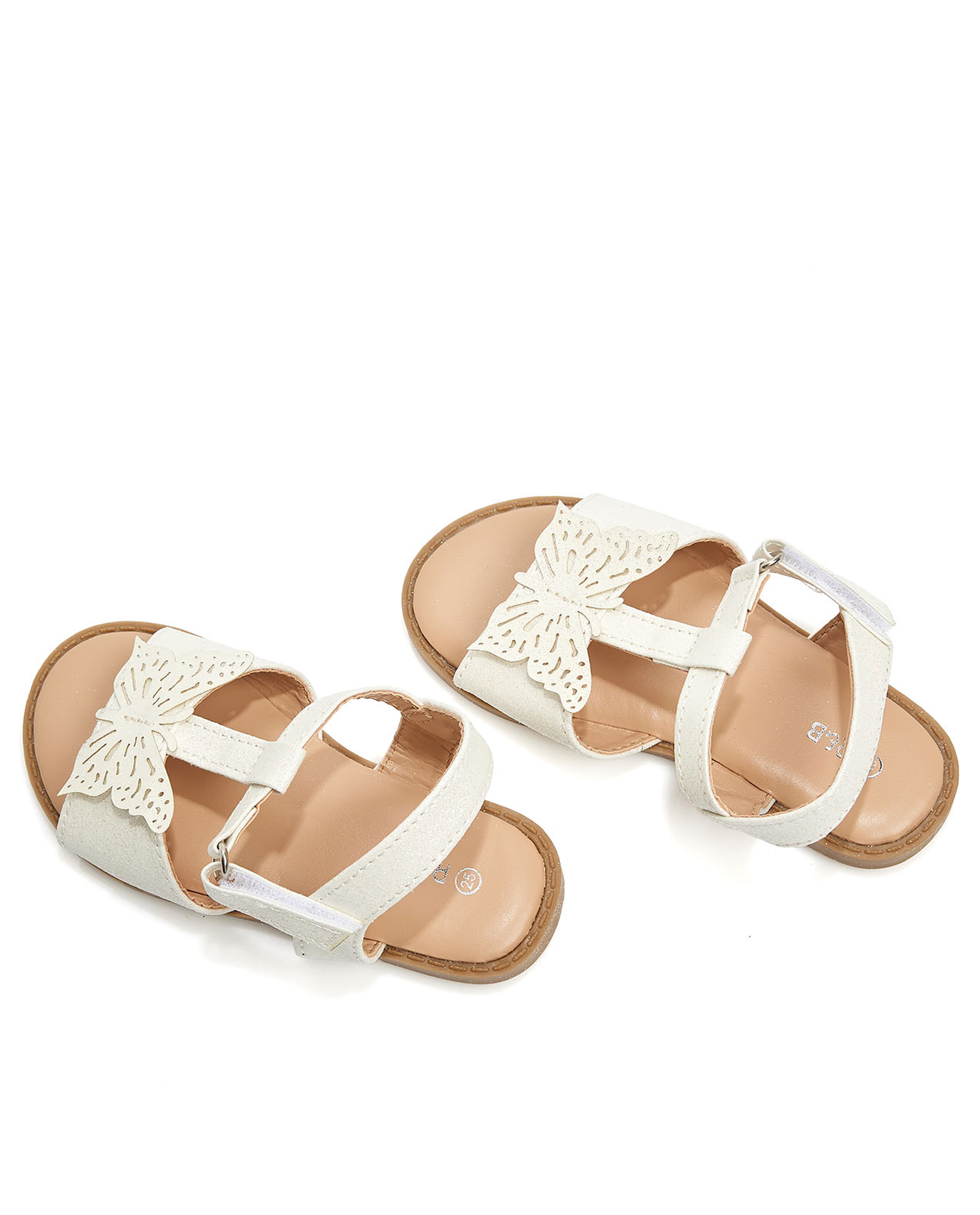 Appliqued Velcro Strap Sandals
