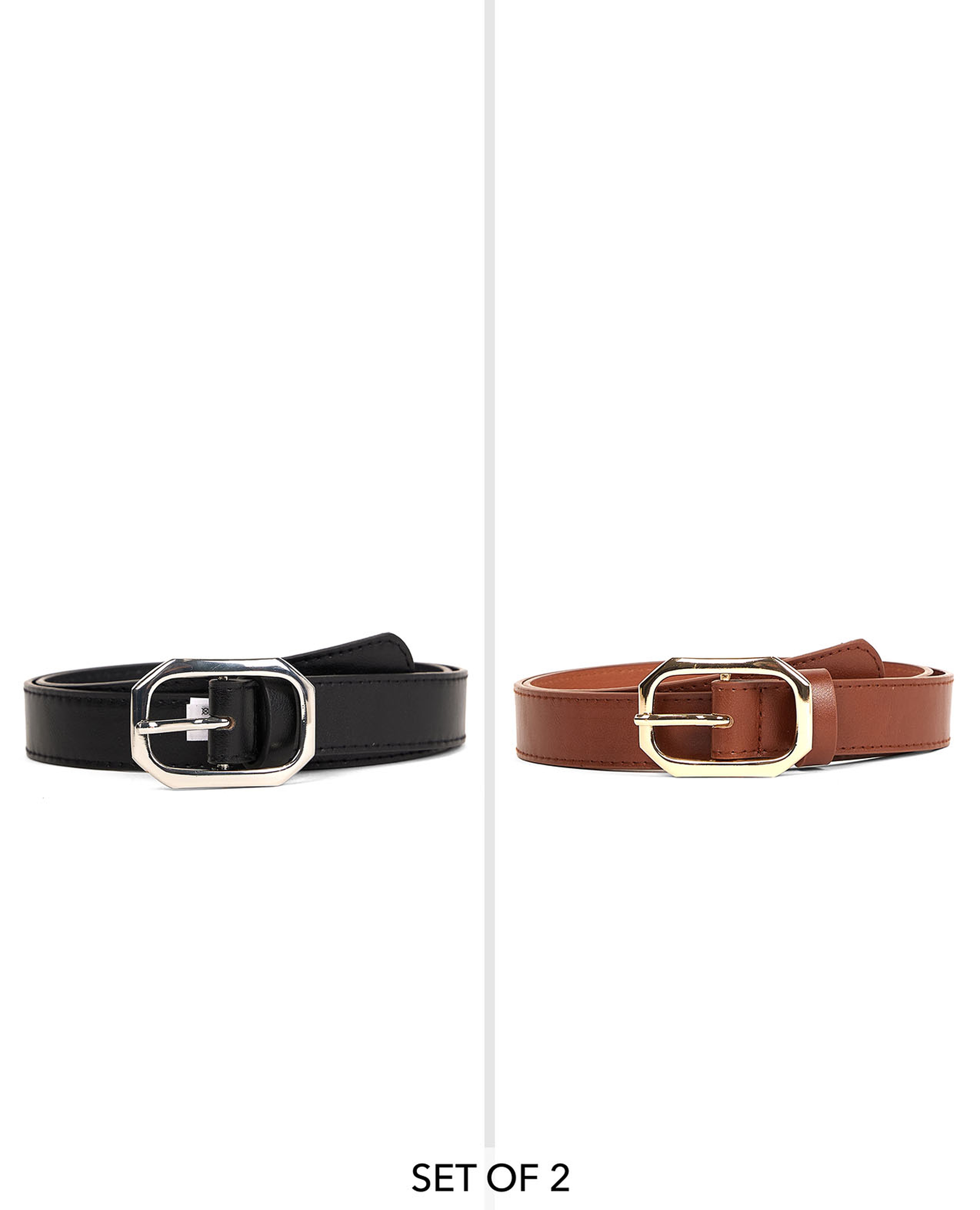 2 Pack Faux Leather Belts