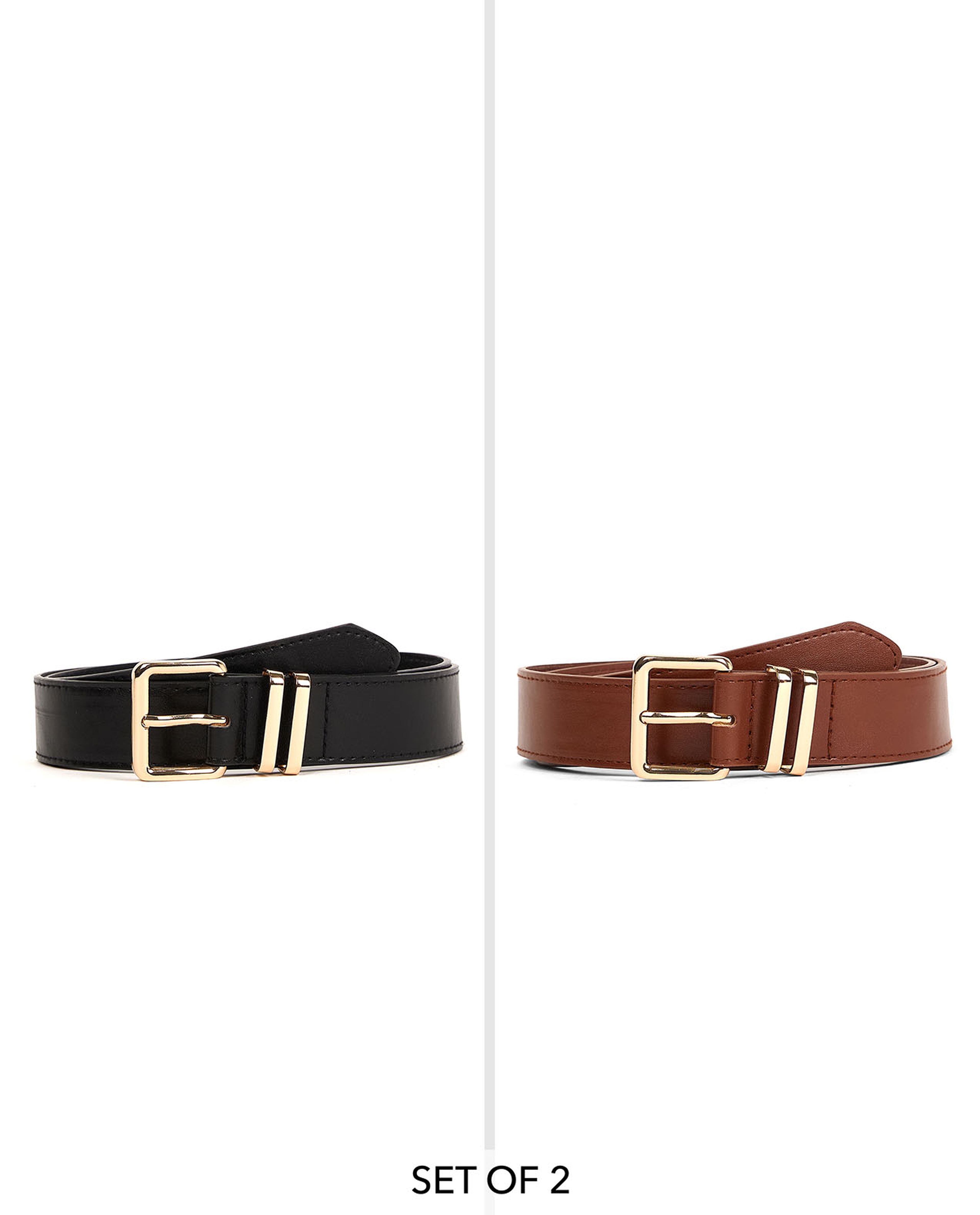 2 Pack Faux Leather Belts
