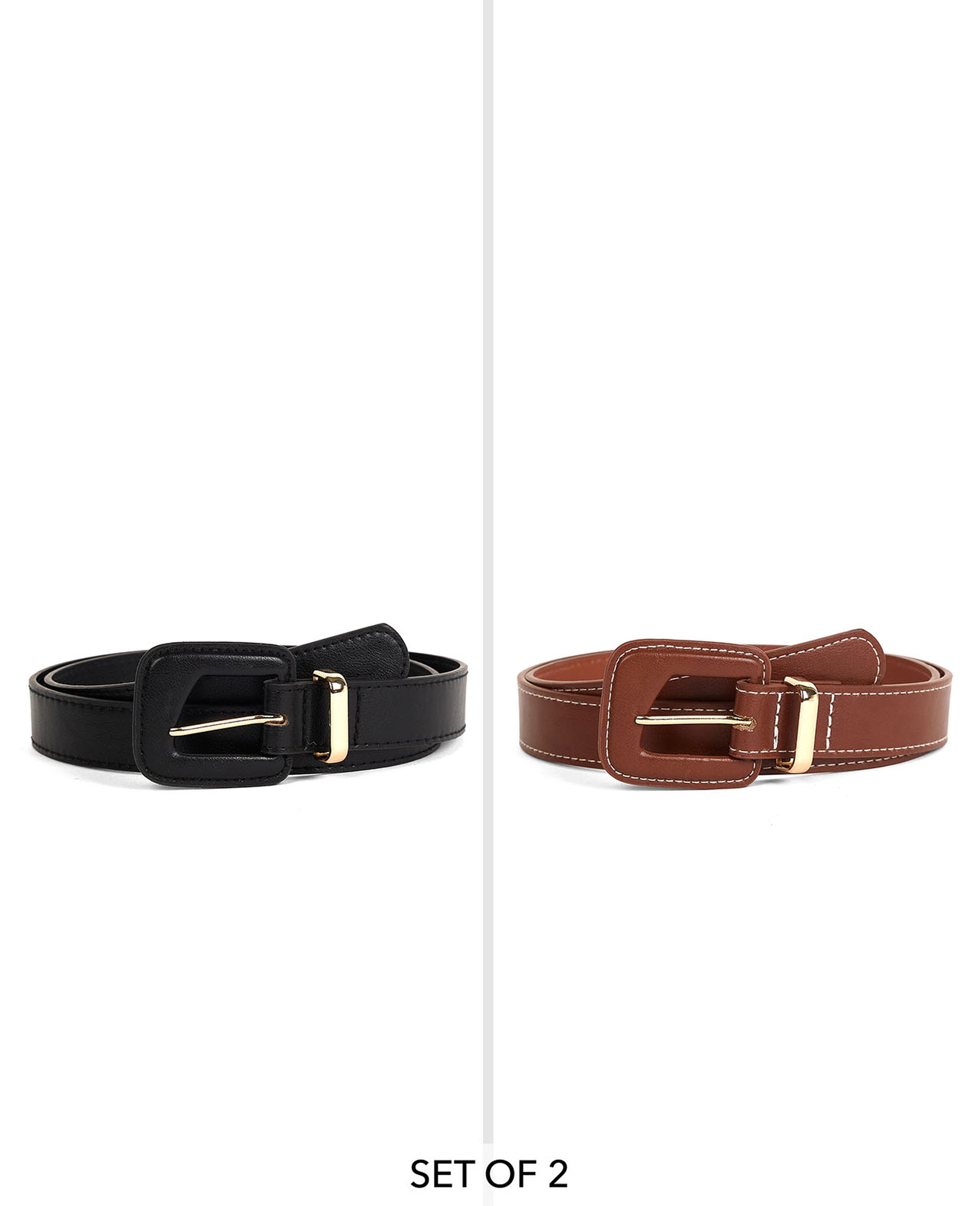 2 Pack Faux Leather Belts