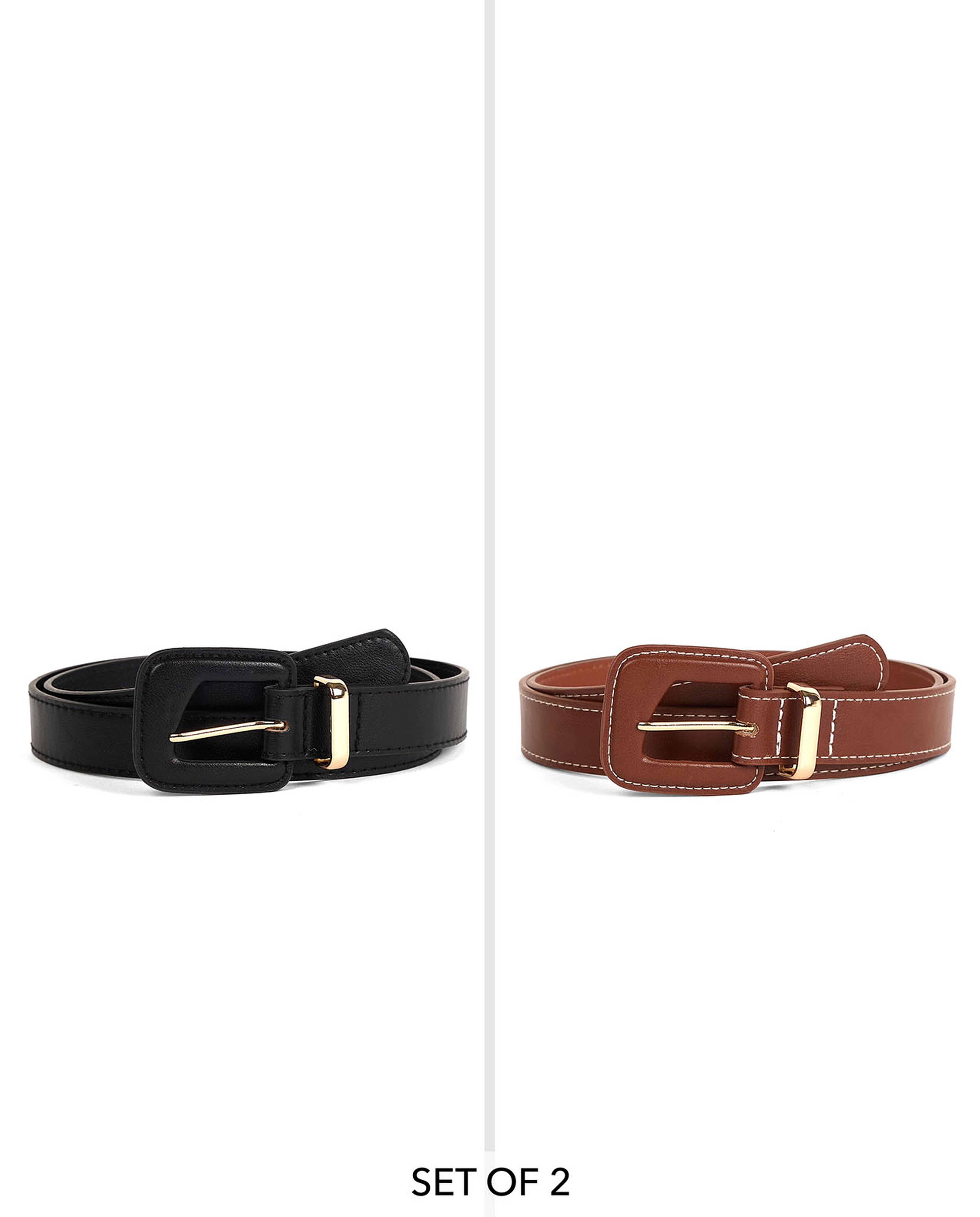 2 Pack Faux Leather Belts