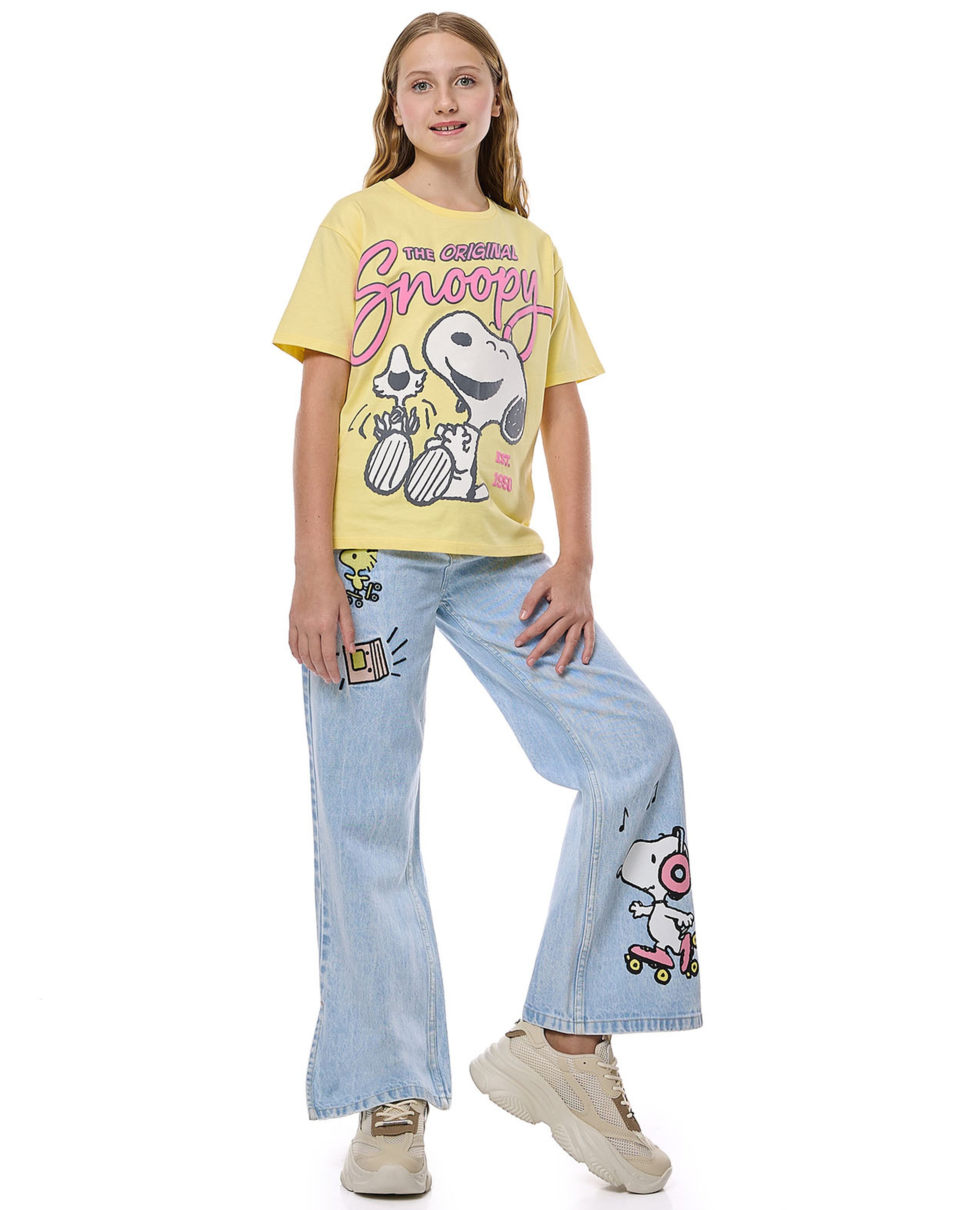 بنطال بيجاما بأزرار وطبعة سنوبي