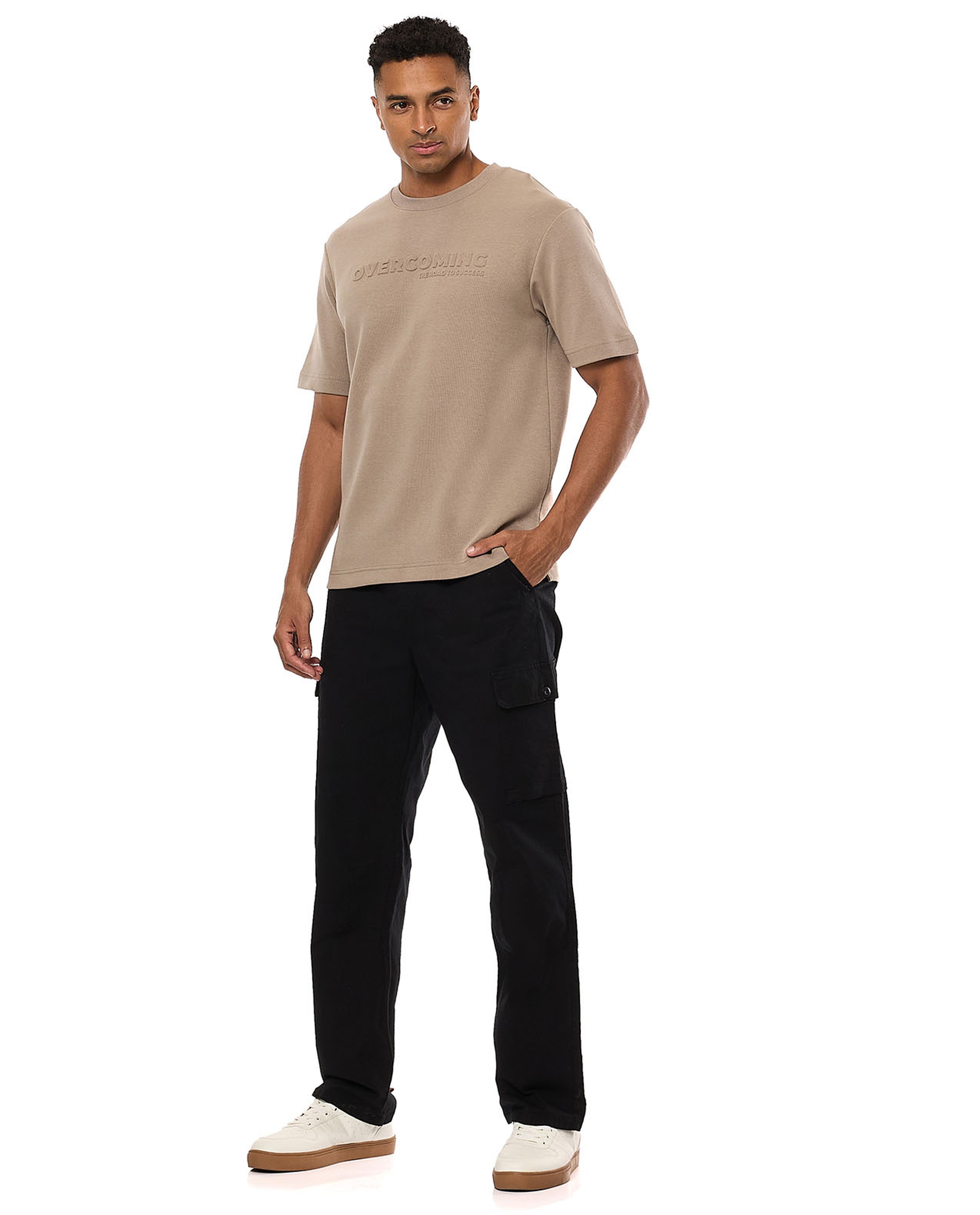 Embossed T-Shirt with Crew Neck and Short Sleeves