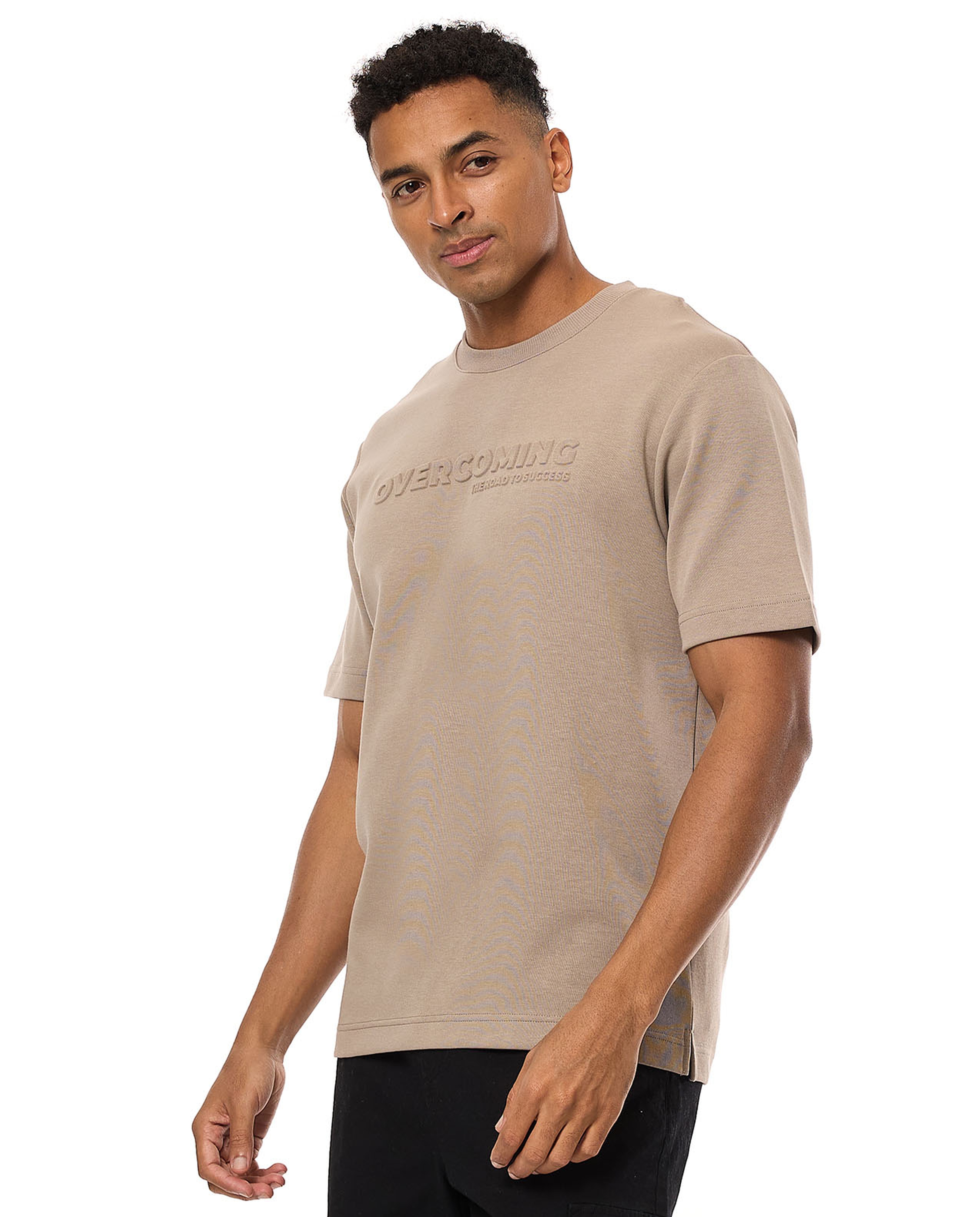 Embossed T-Shirt with Crew Neck and Short Sleeves