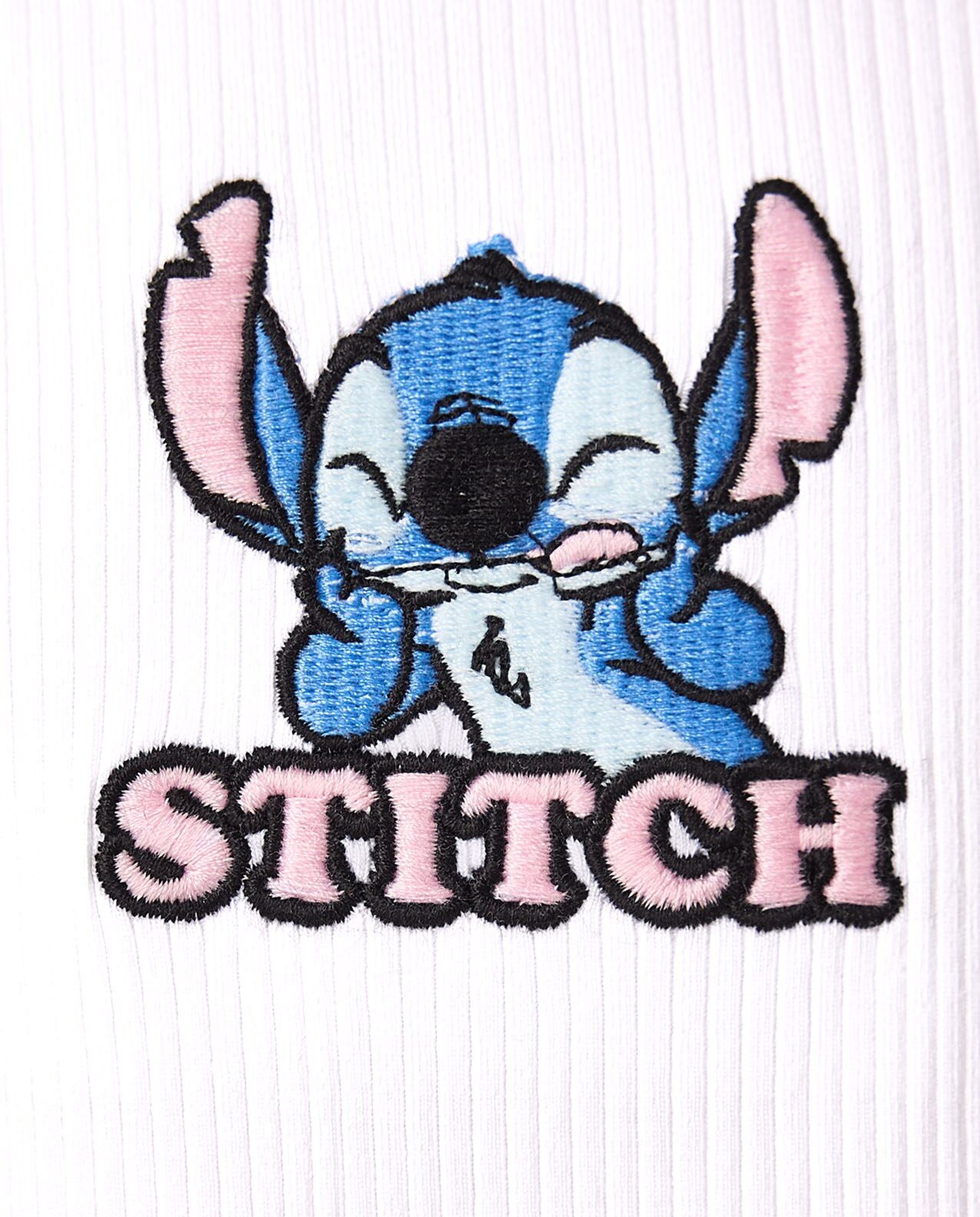 Stitch Embroidered T-Shirt with Crew Neck and Short Sleeves