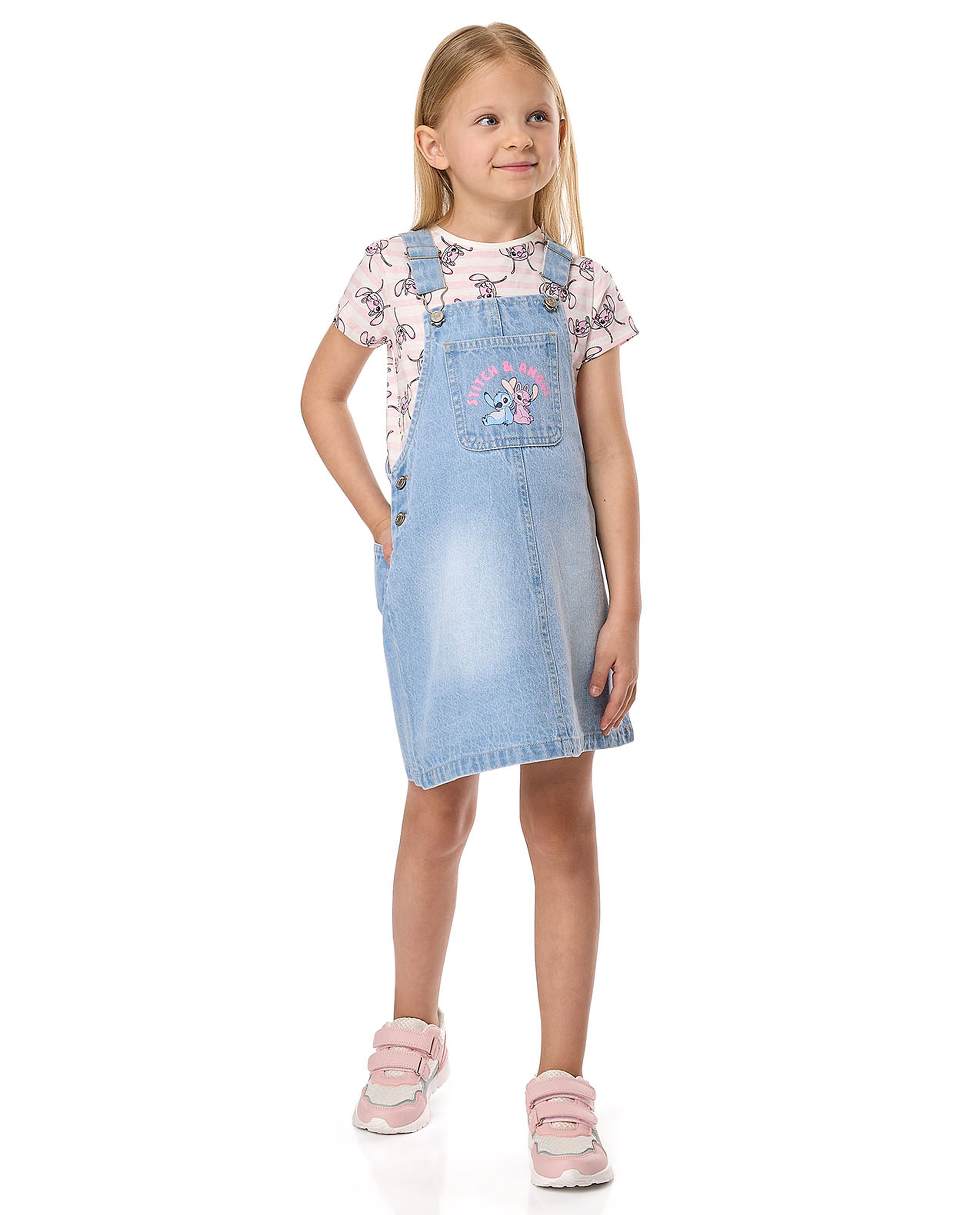 Stitch Printed Dungaree Dress