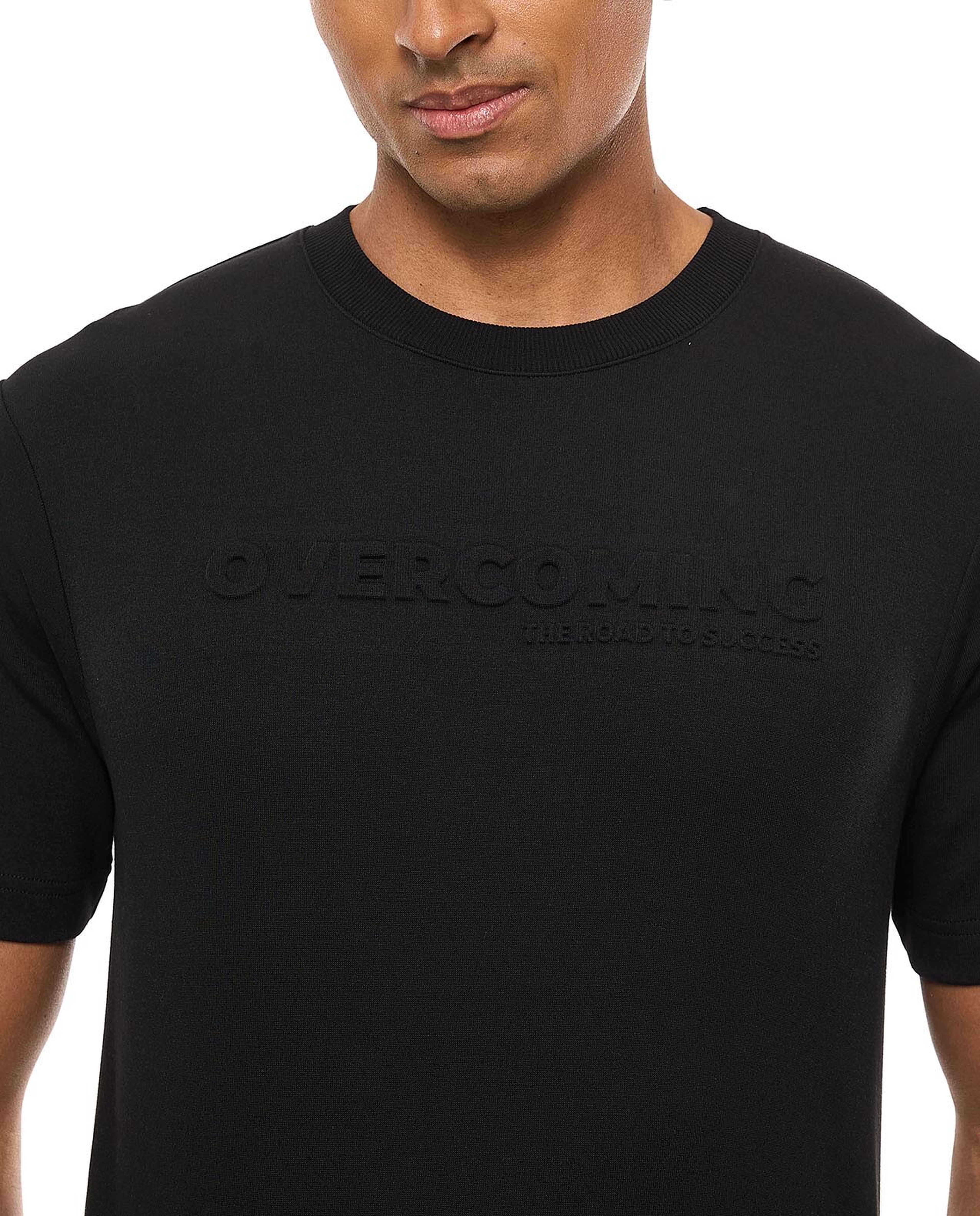 Embossed T-Shirt with Crew Neck and Short Sleeves