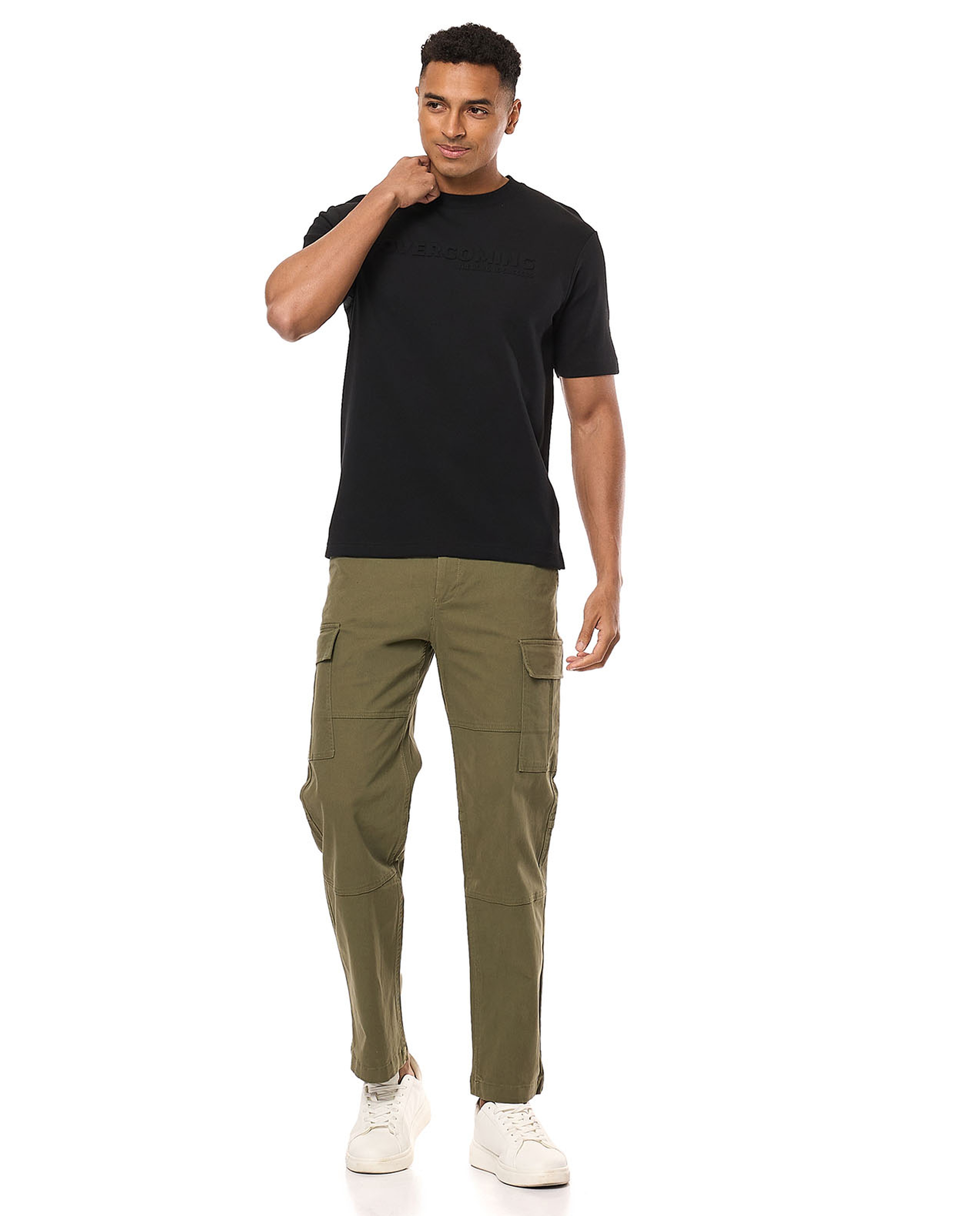 Embossed T-Shirt with Crew Neck and Short Sleeves