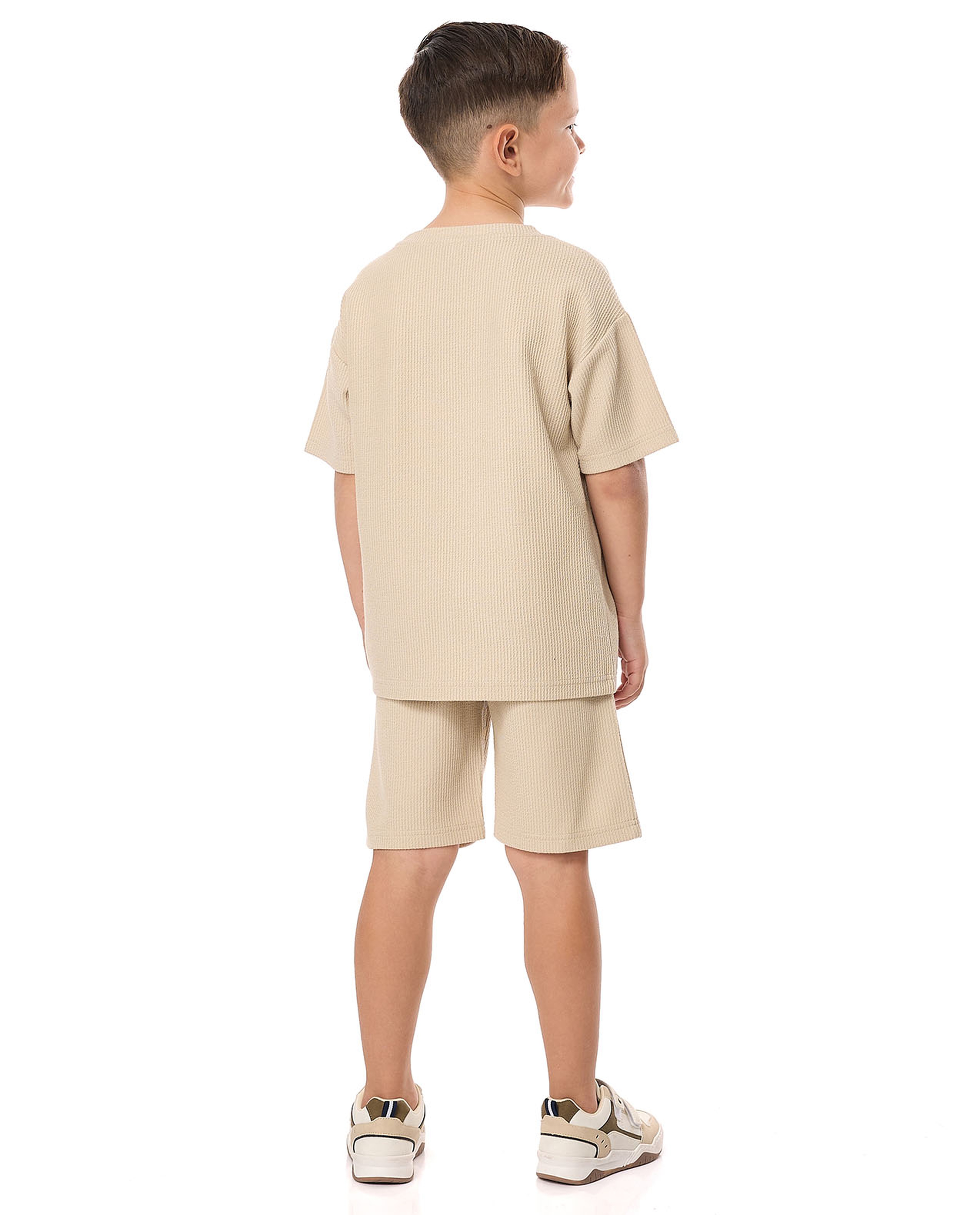 Textured Shorts with Drawstring Waist