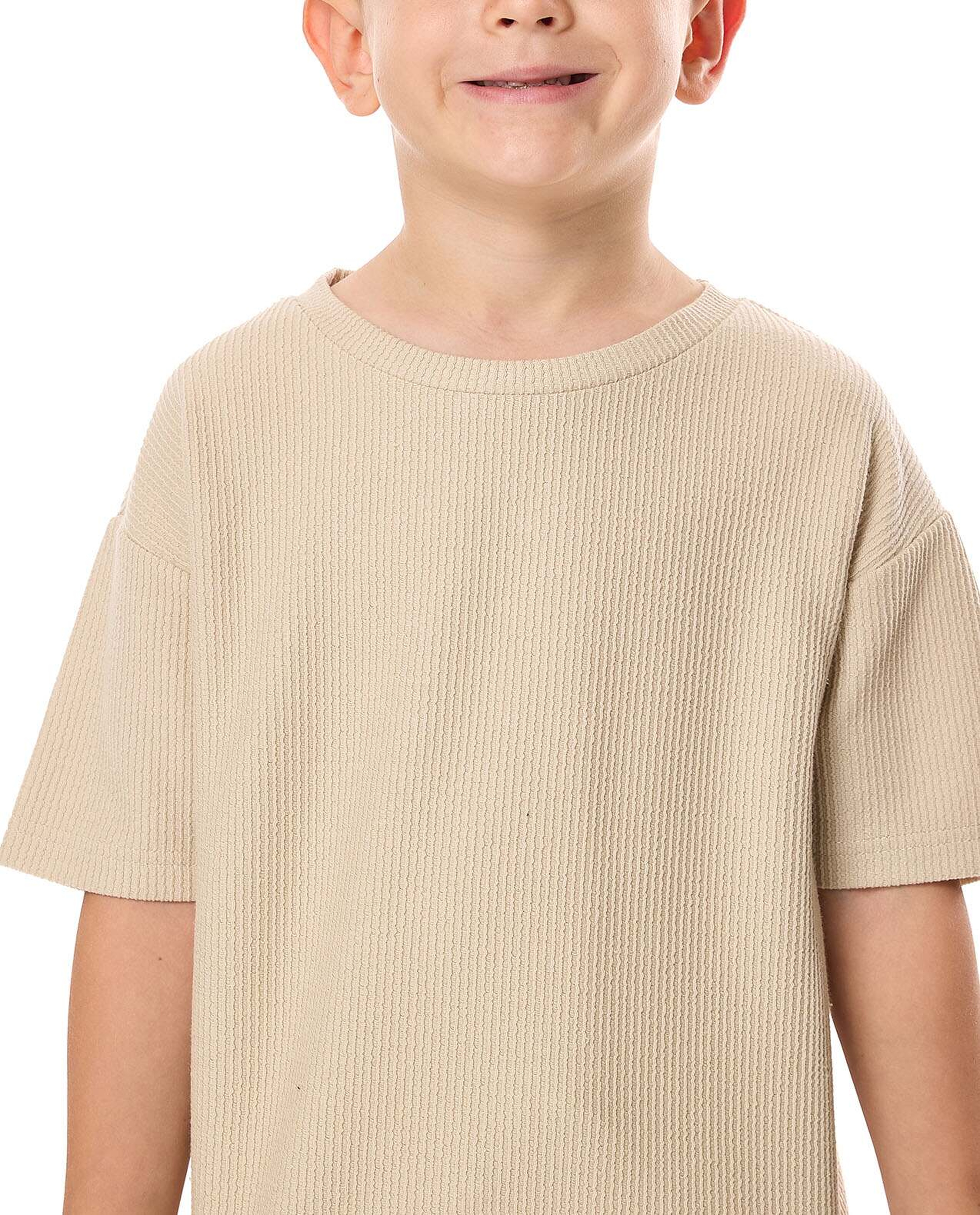 Textured Shorts with Drawstring Waist