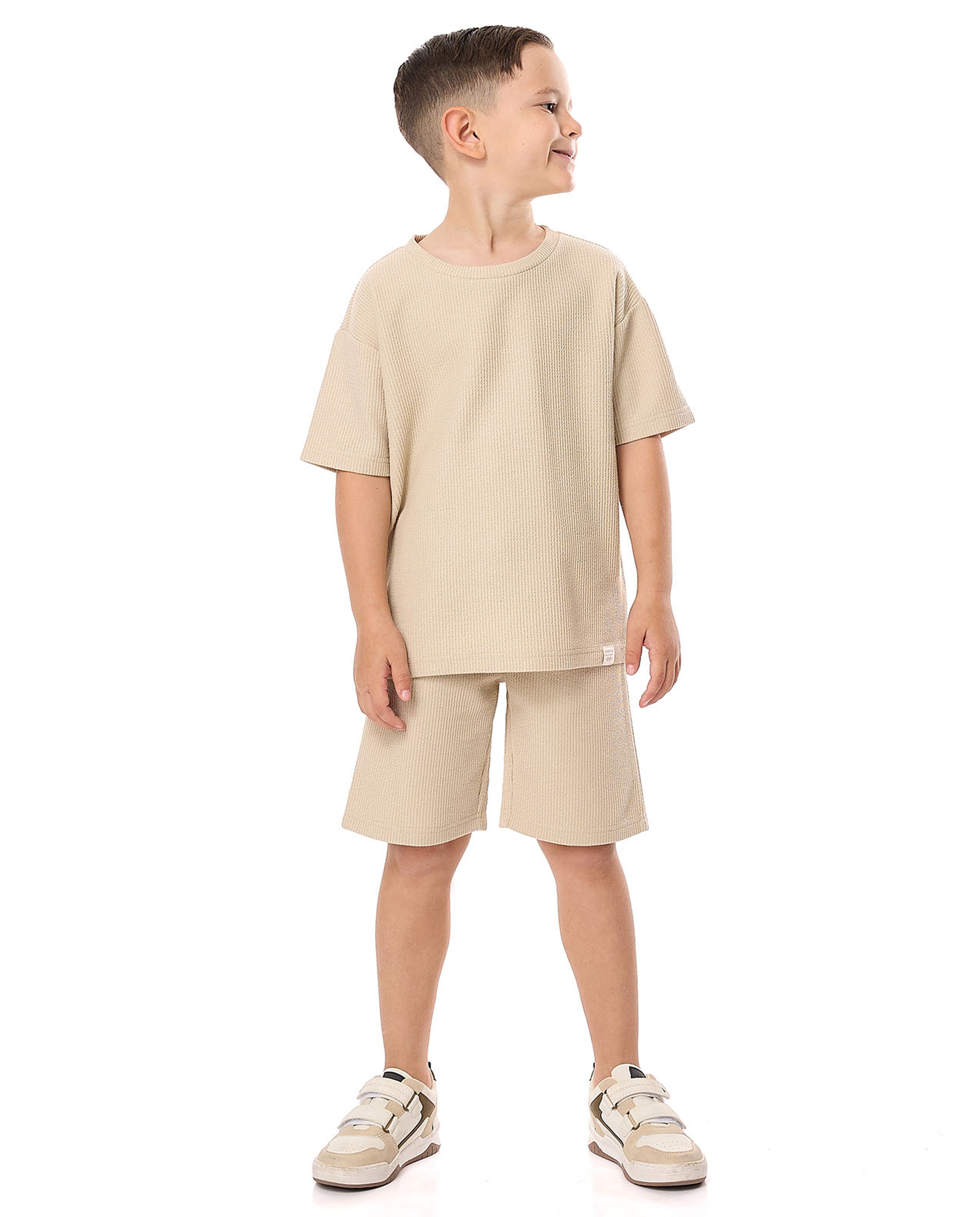 Textured Shorts with Drawstring Waist