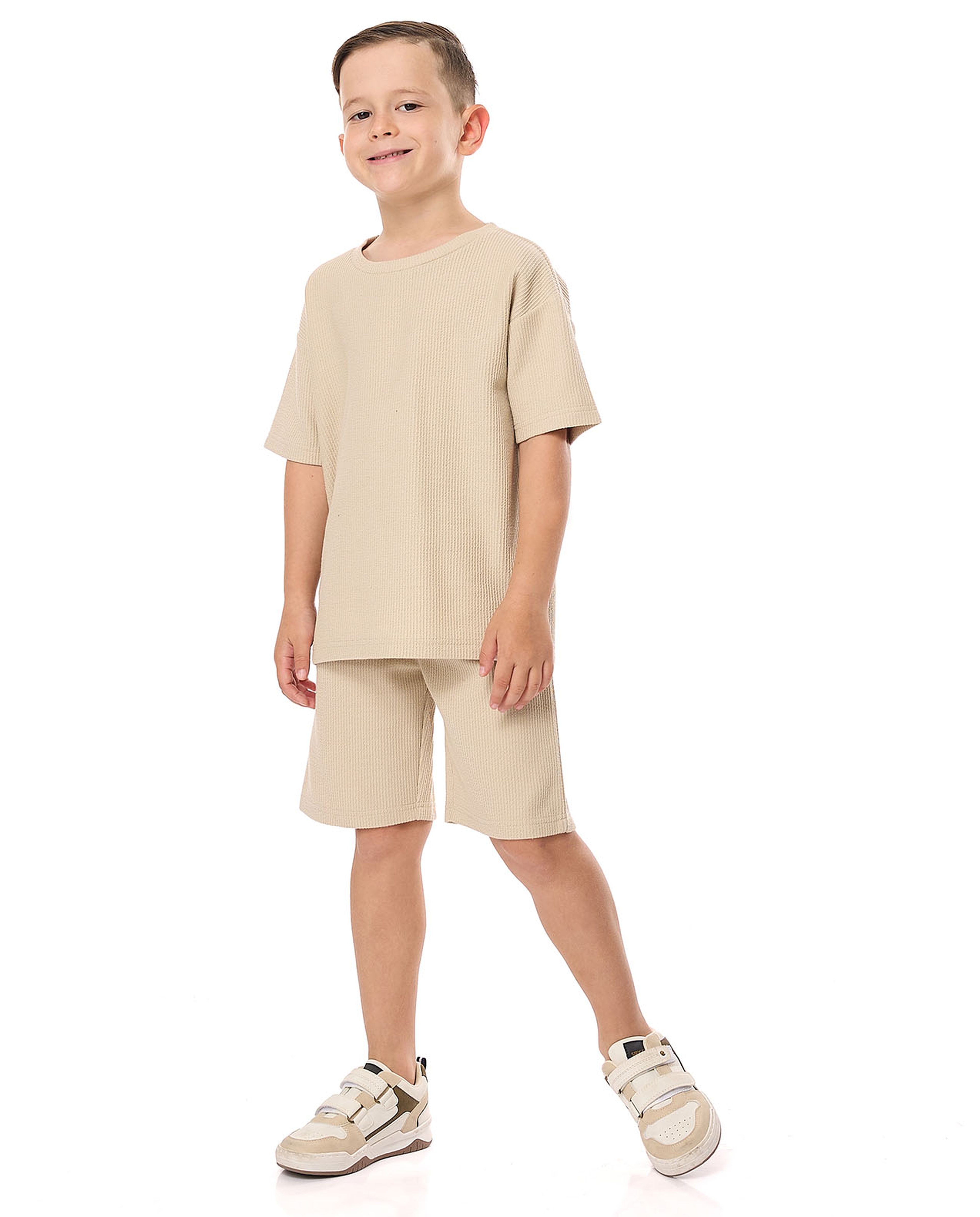 Textured Shorts with Drawstring Waist