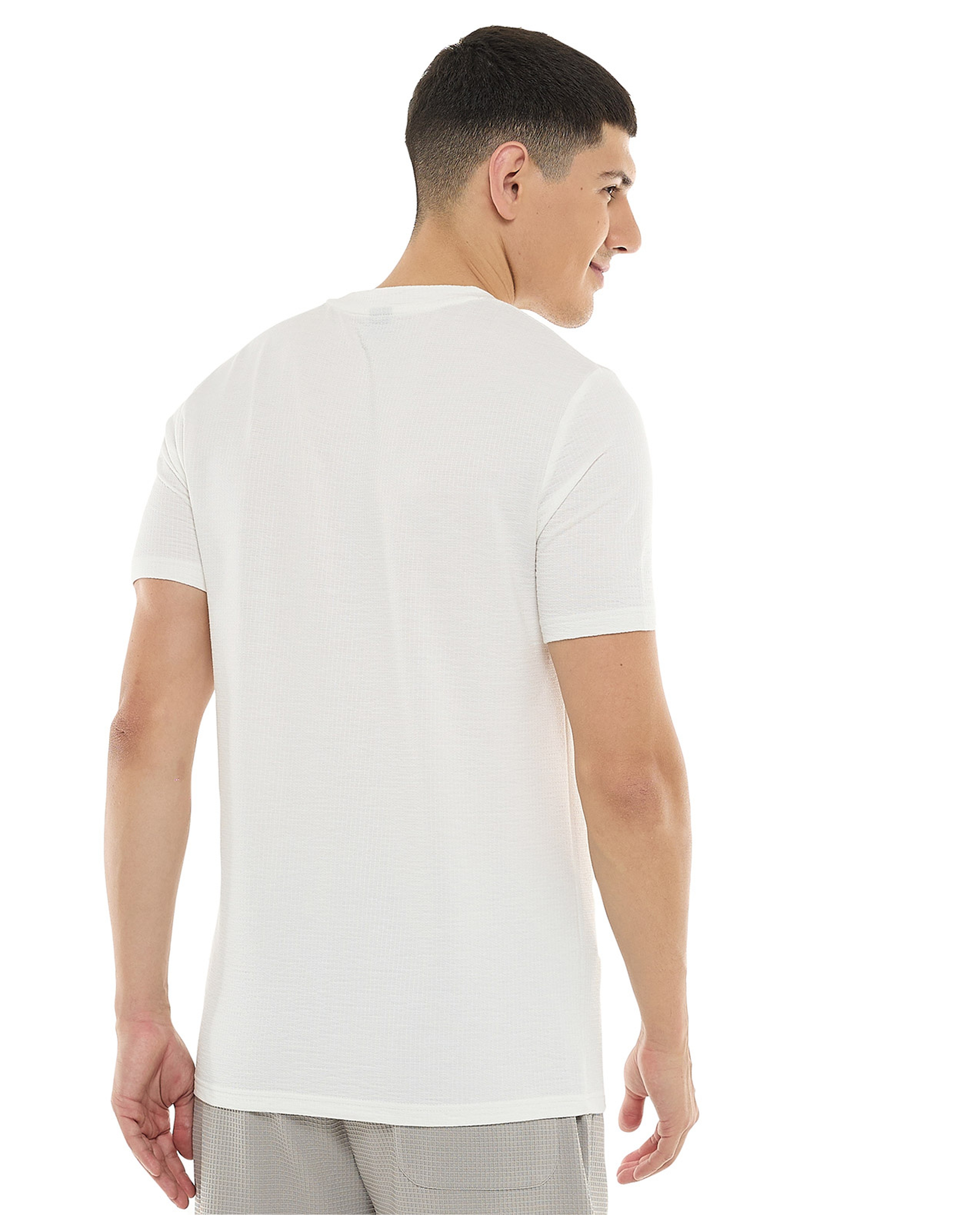 Textured T-Shirt with Crew Neck and Short Sleeves