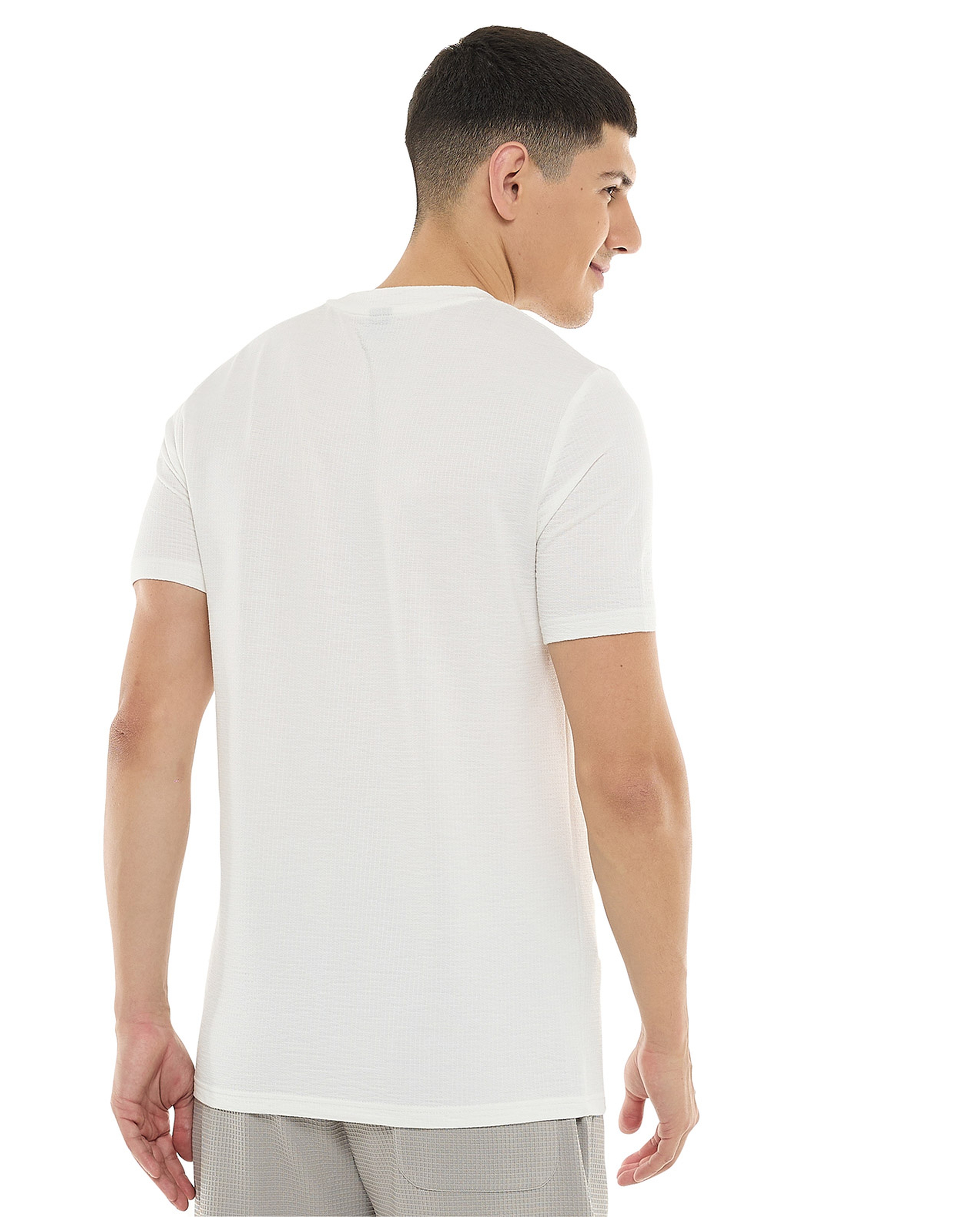 Textured T-Shirt with Crew Neck and Short Sleeves