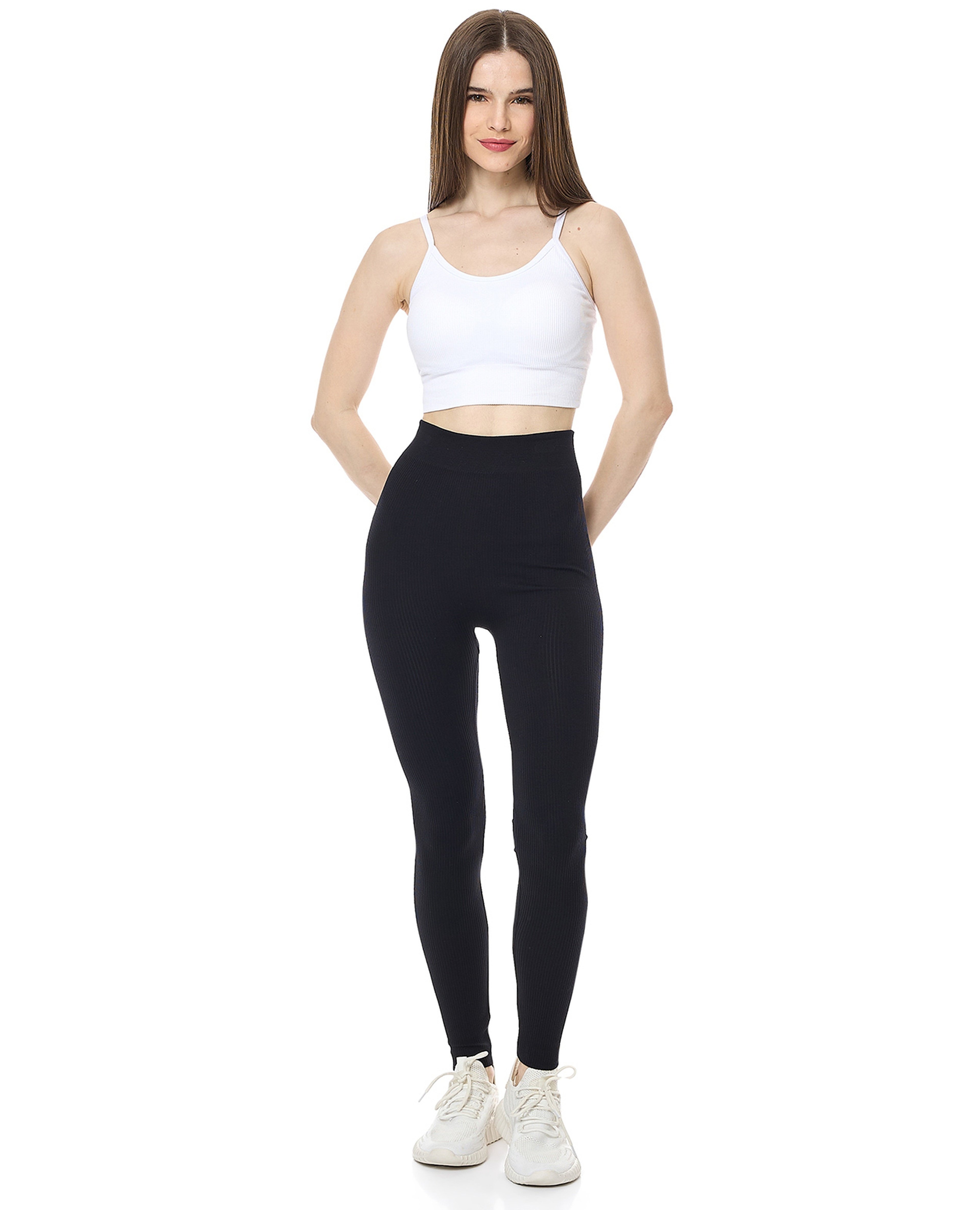 Ribbed Leggings with Elastic Waist