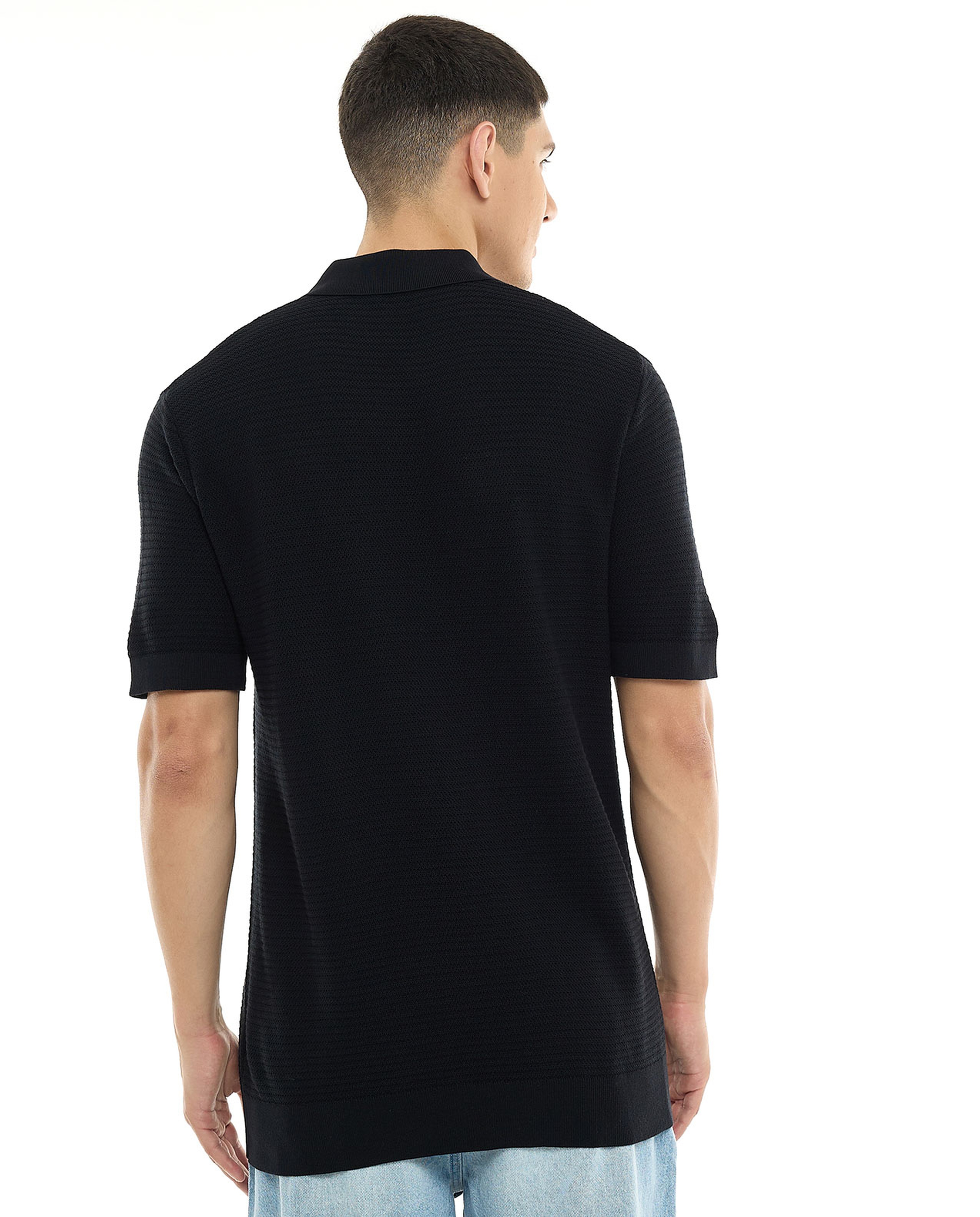 Textured Polo T-Shirt with Short Sleeves
