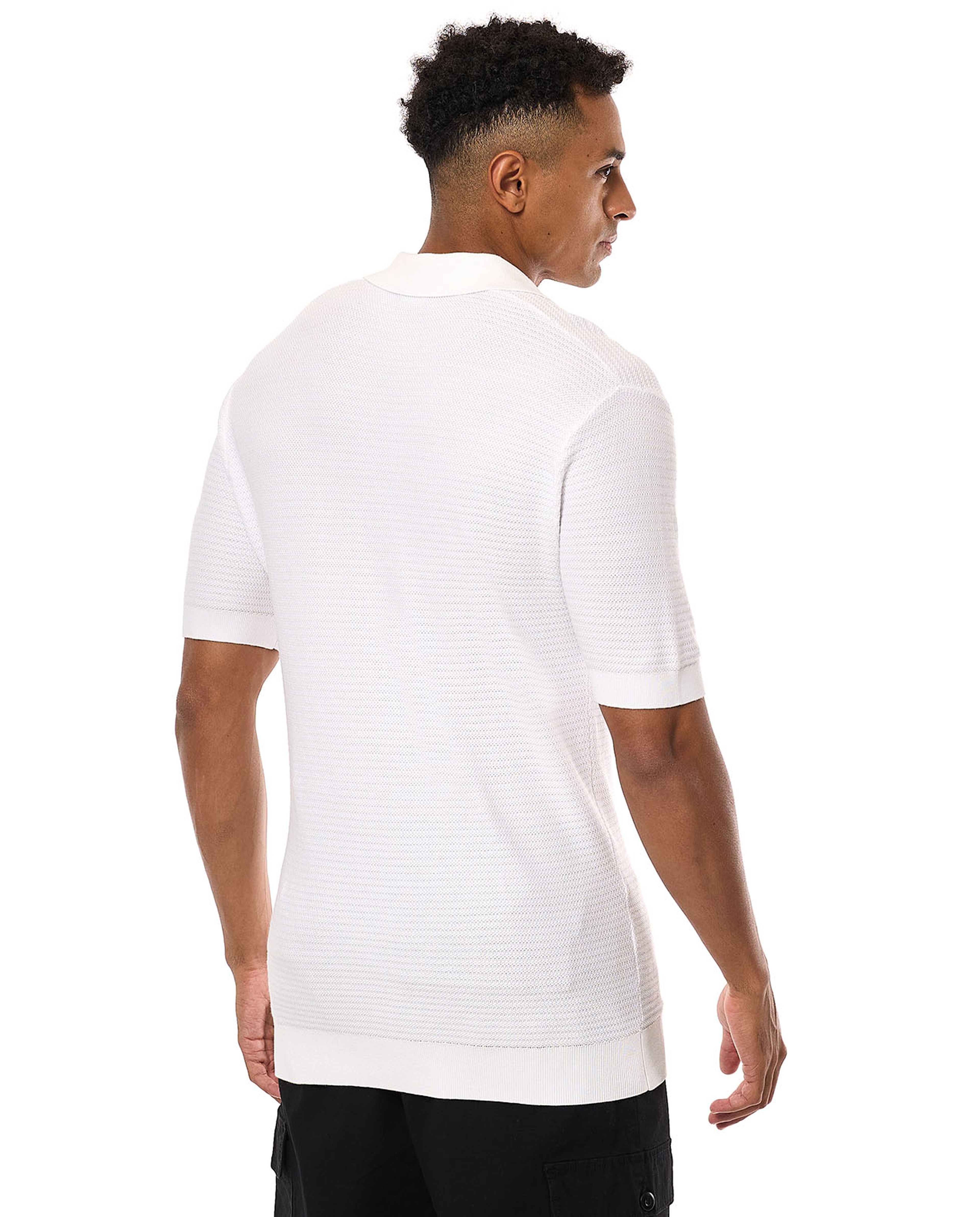 Textured Polo T-Shirt with Short Sleeves