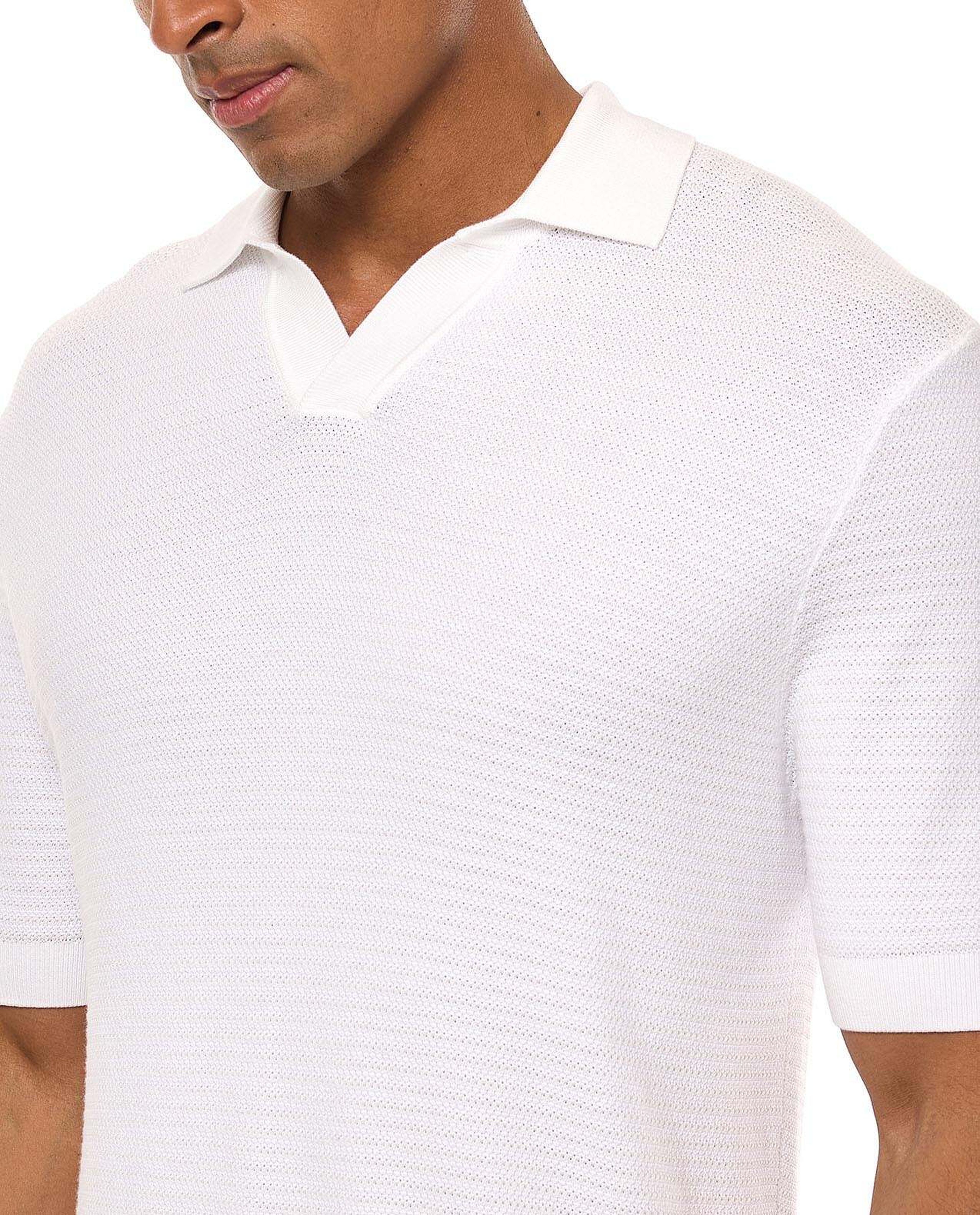 Textured Polo T-Shirt with Short Sleeves