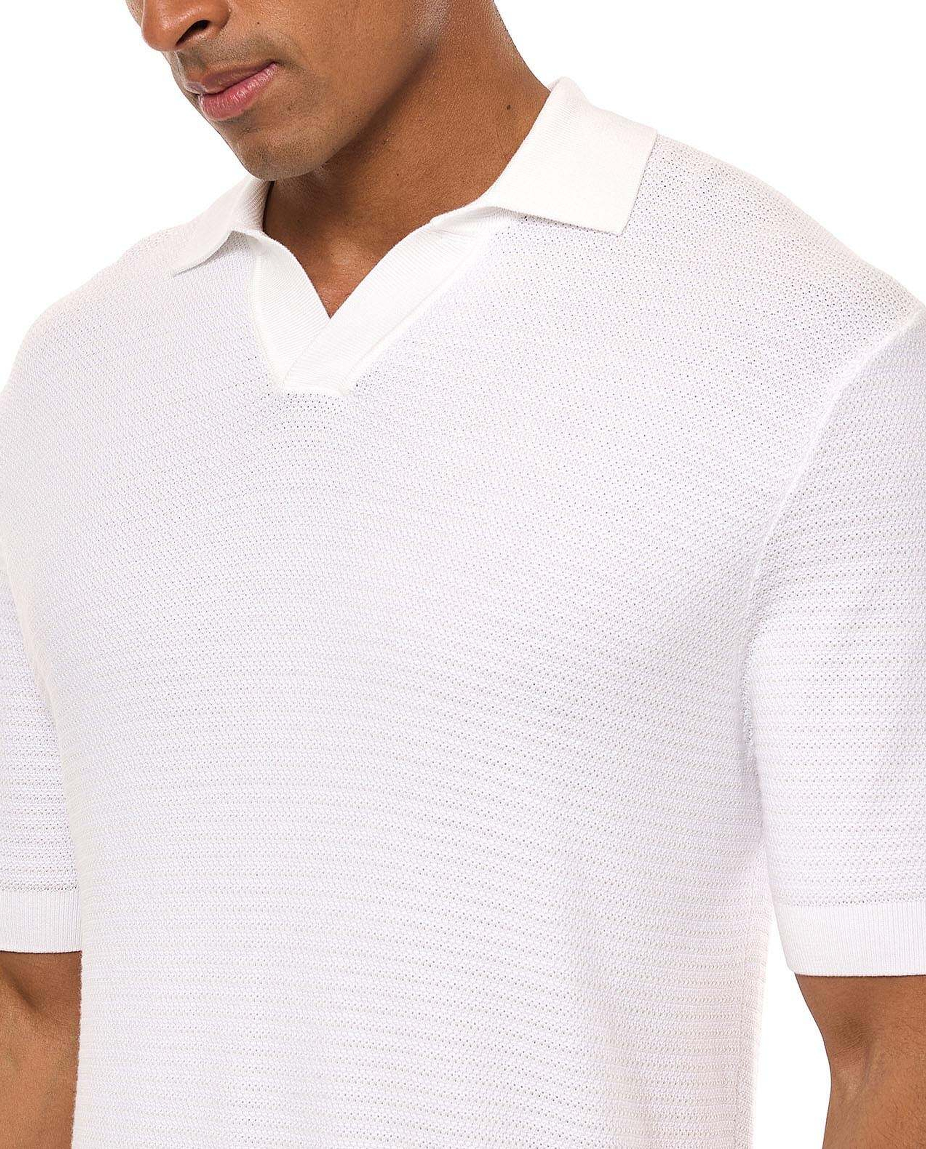 Textured Polo T-Shirt with Short Sleeves