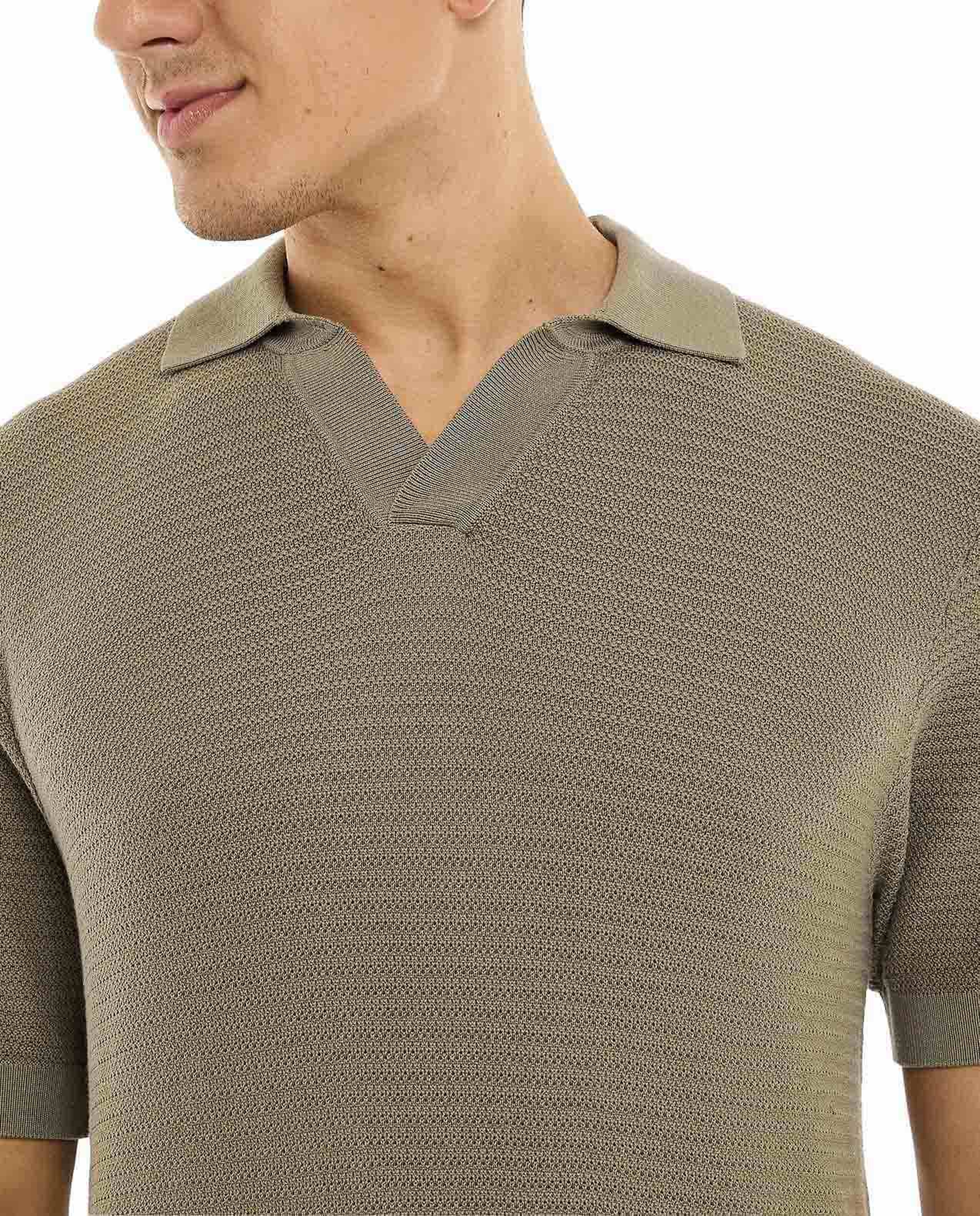 Textured Polo T-Shirt with Short Sleeves