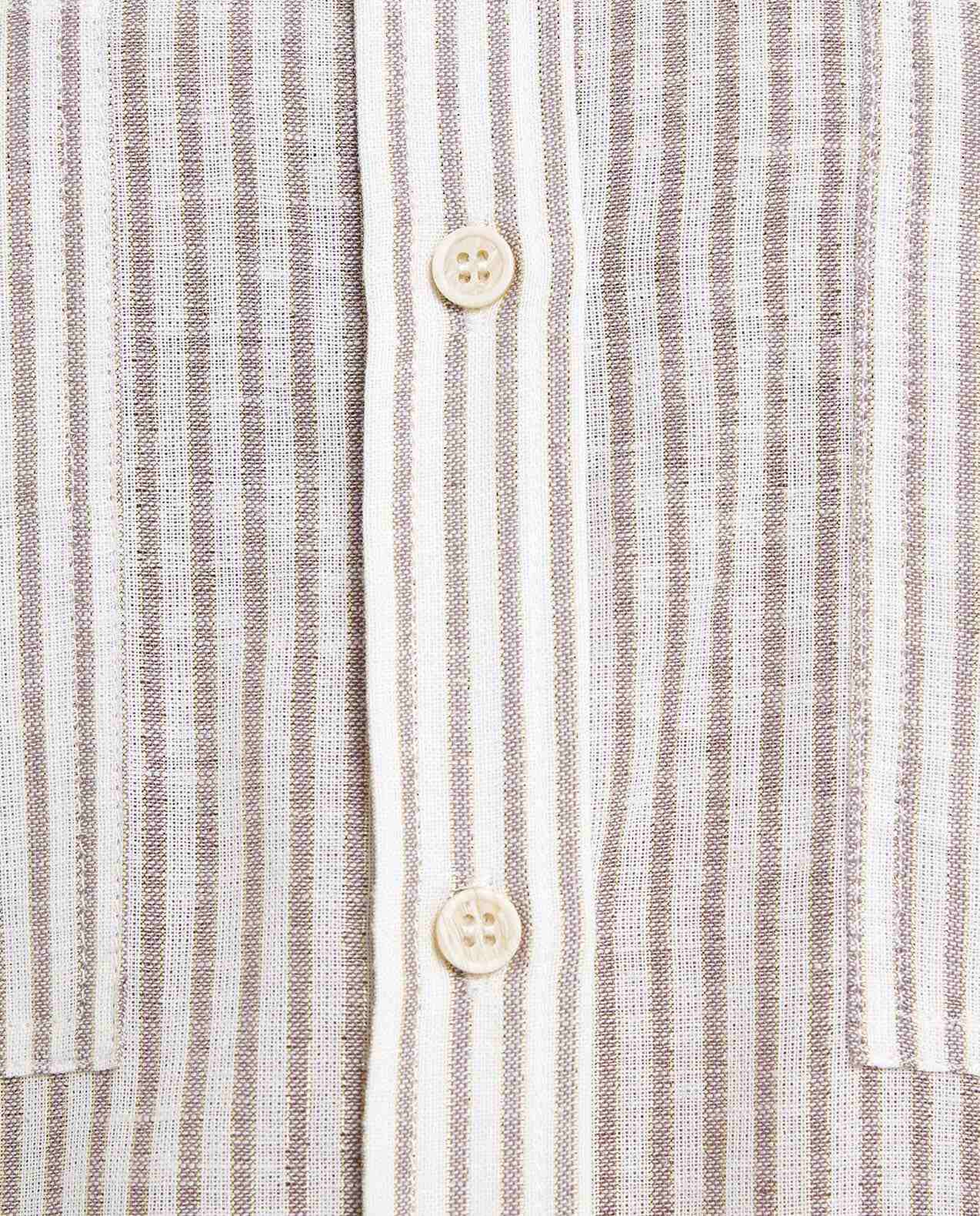 Striped Shirt with Spread Collar and Long Sleeves