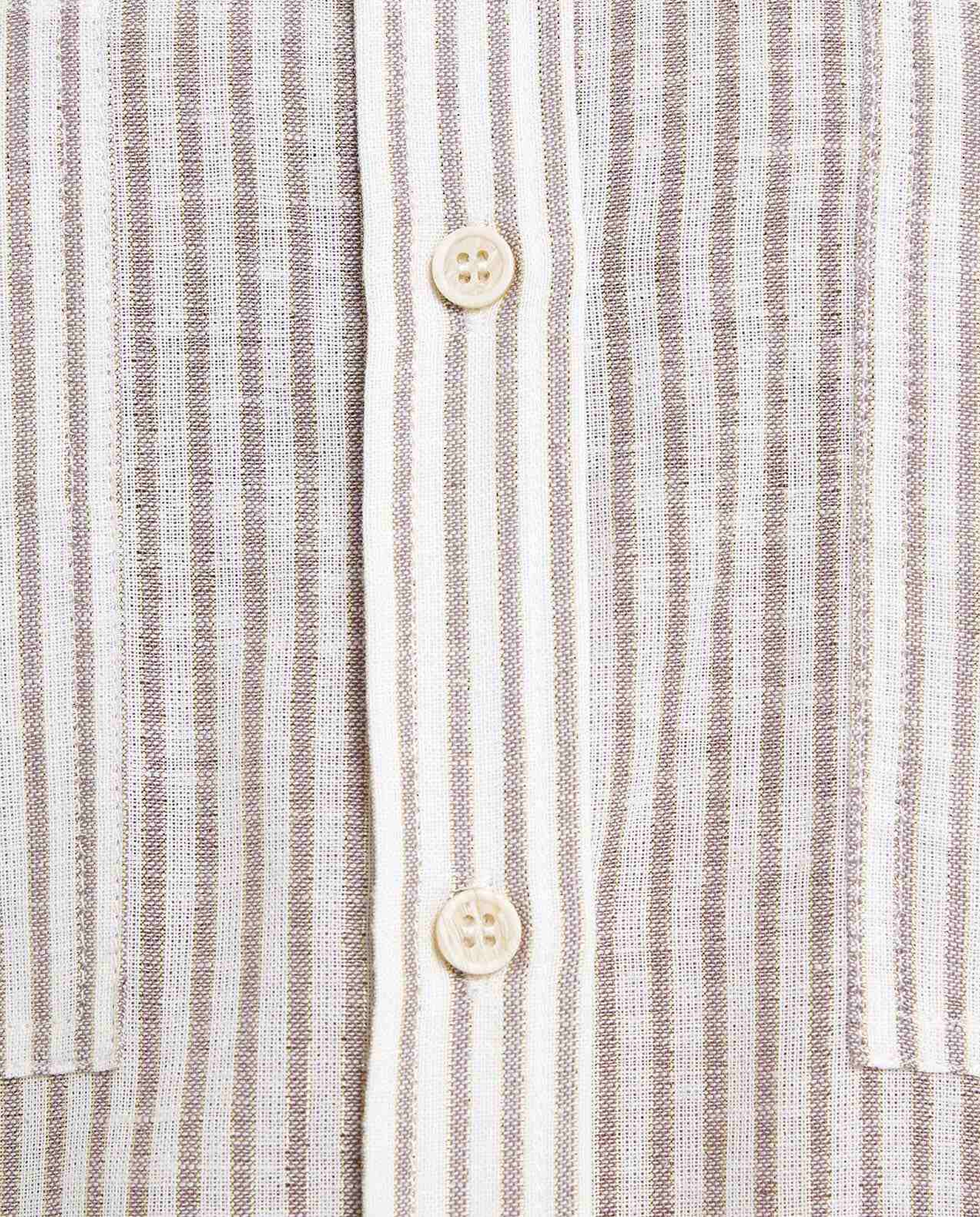 Striped Shirt with Spread Collar and Long Sleeves