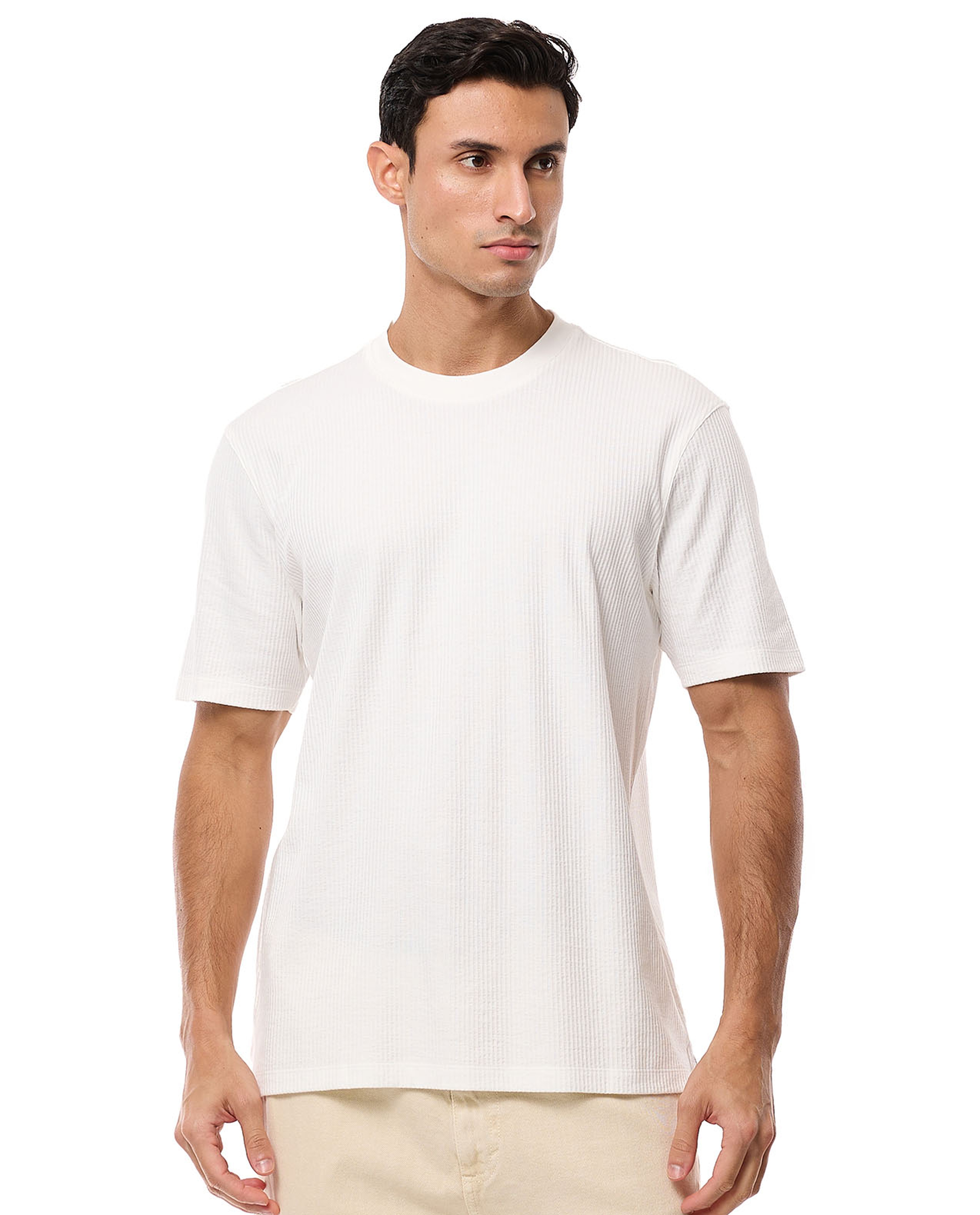 Solid T-Shirt with Crew Neck and Short Sleeves
