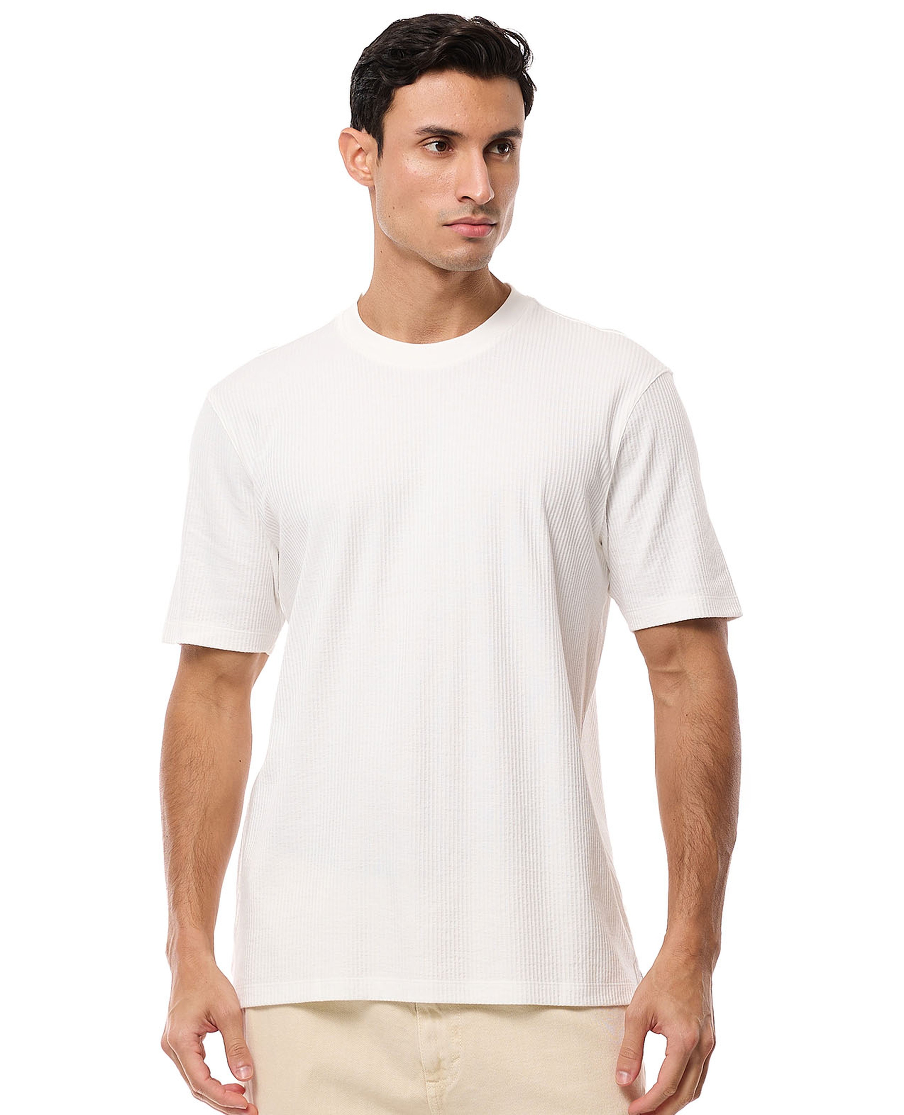 Solid T-Shirt with Crew Neck and Short Sleeves
