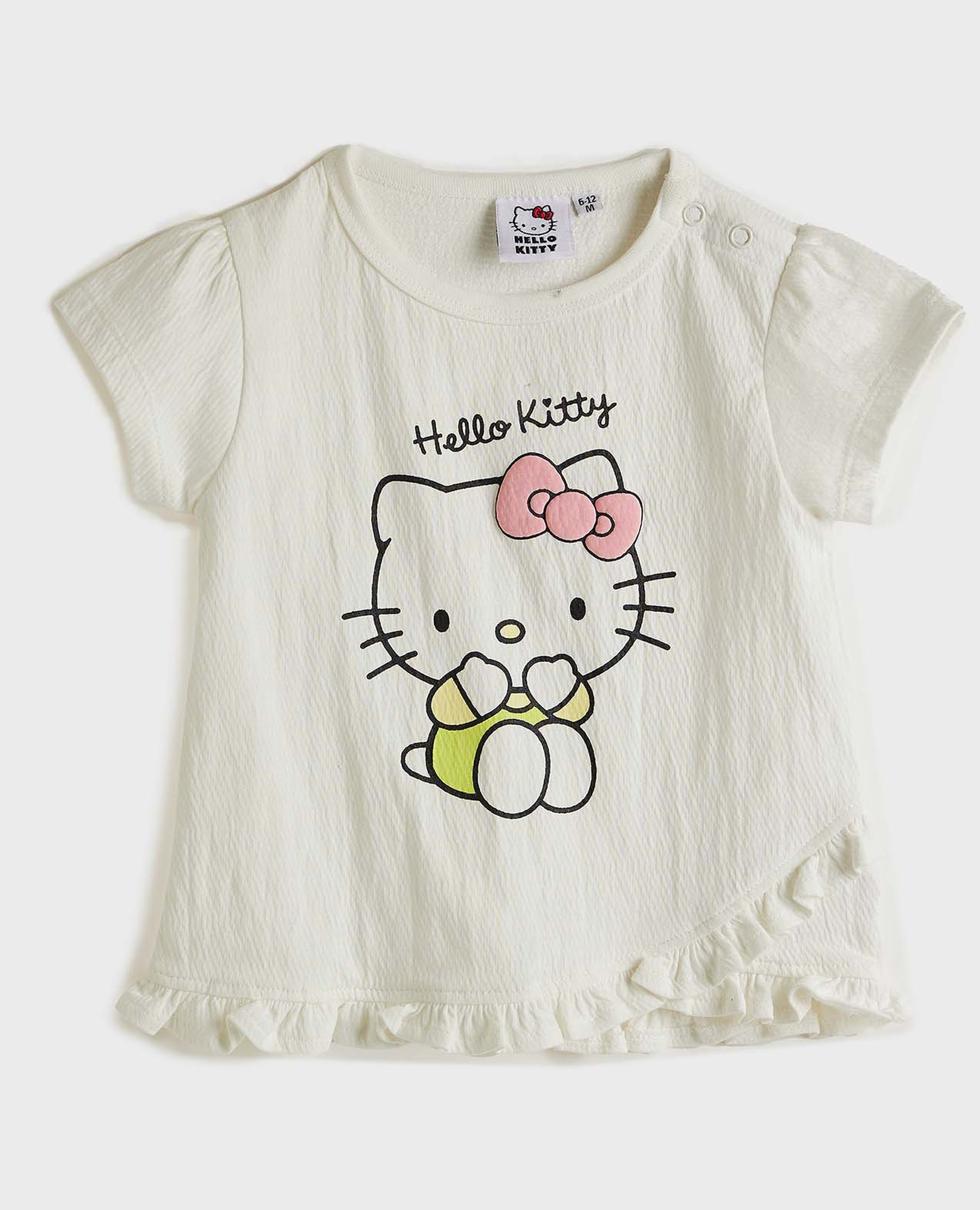 توب بطبعة هالو كيتي بياقة مستديرة وأكمام قصيرة