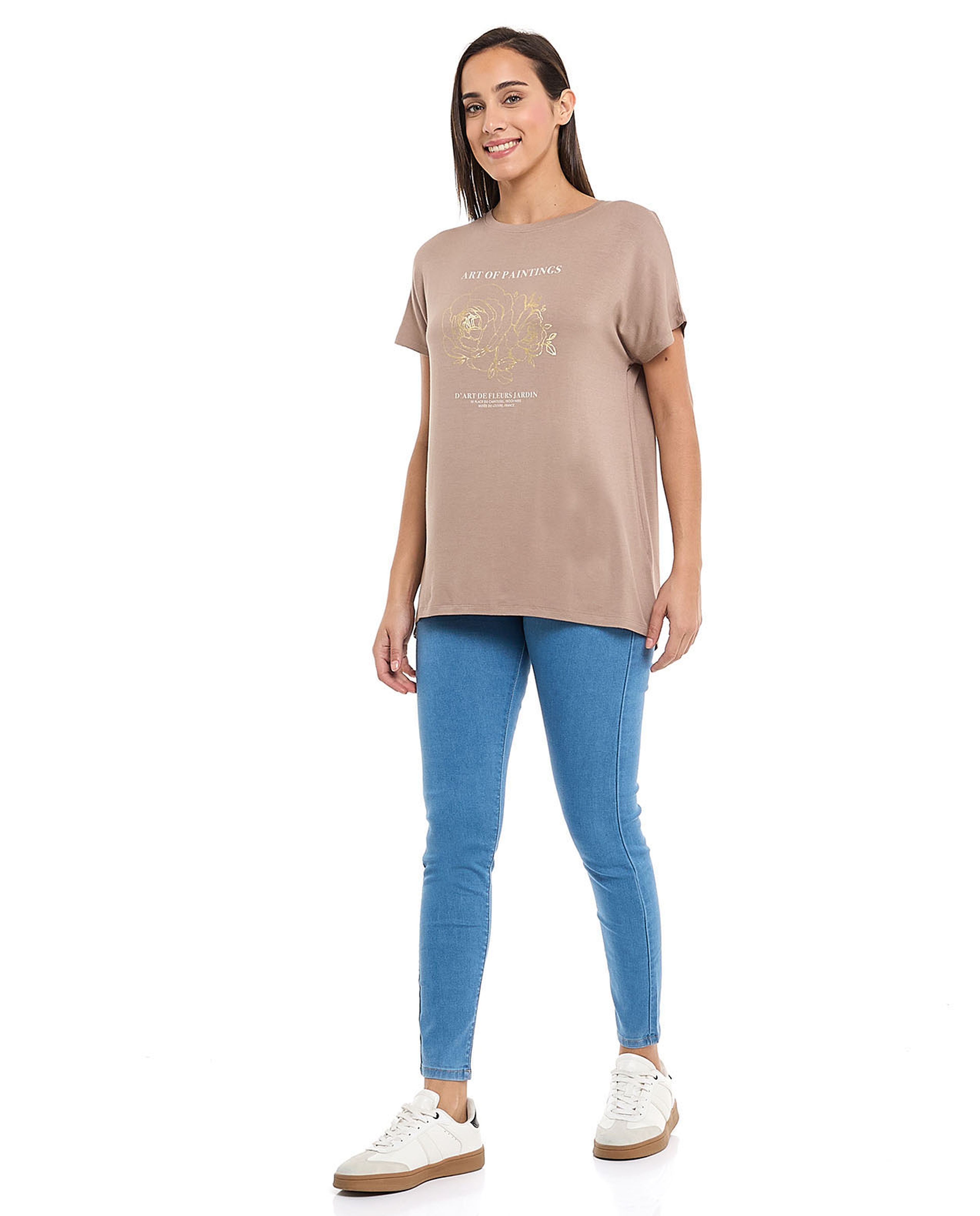 Printed T-Shirt with Crew Neck and Short Sleeves