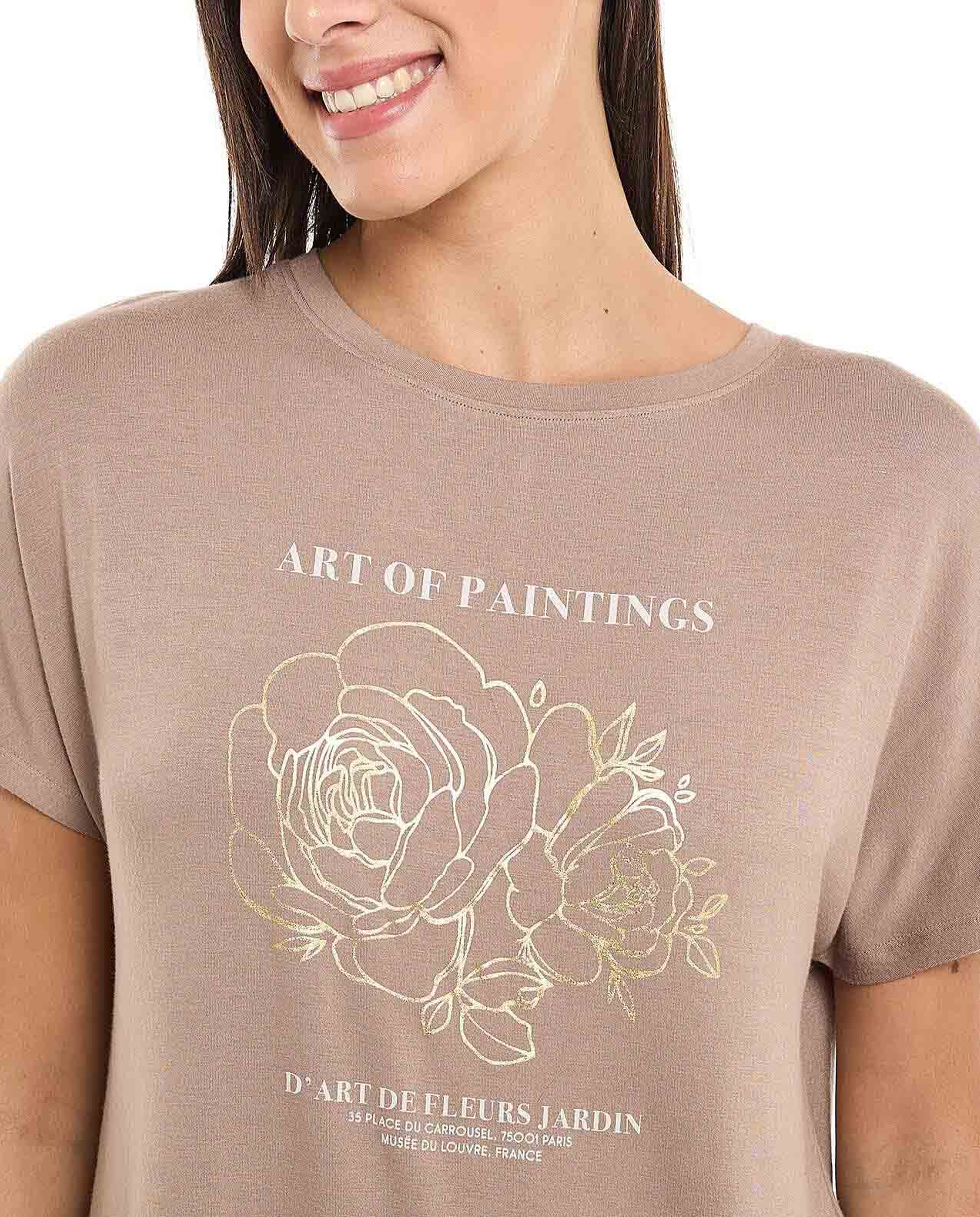 Printed T-Shirt with Crew Neck and Short Sleeves