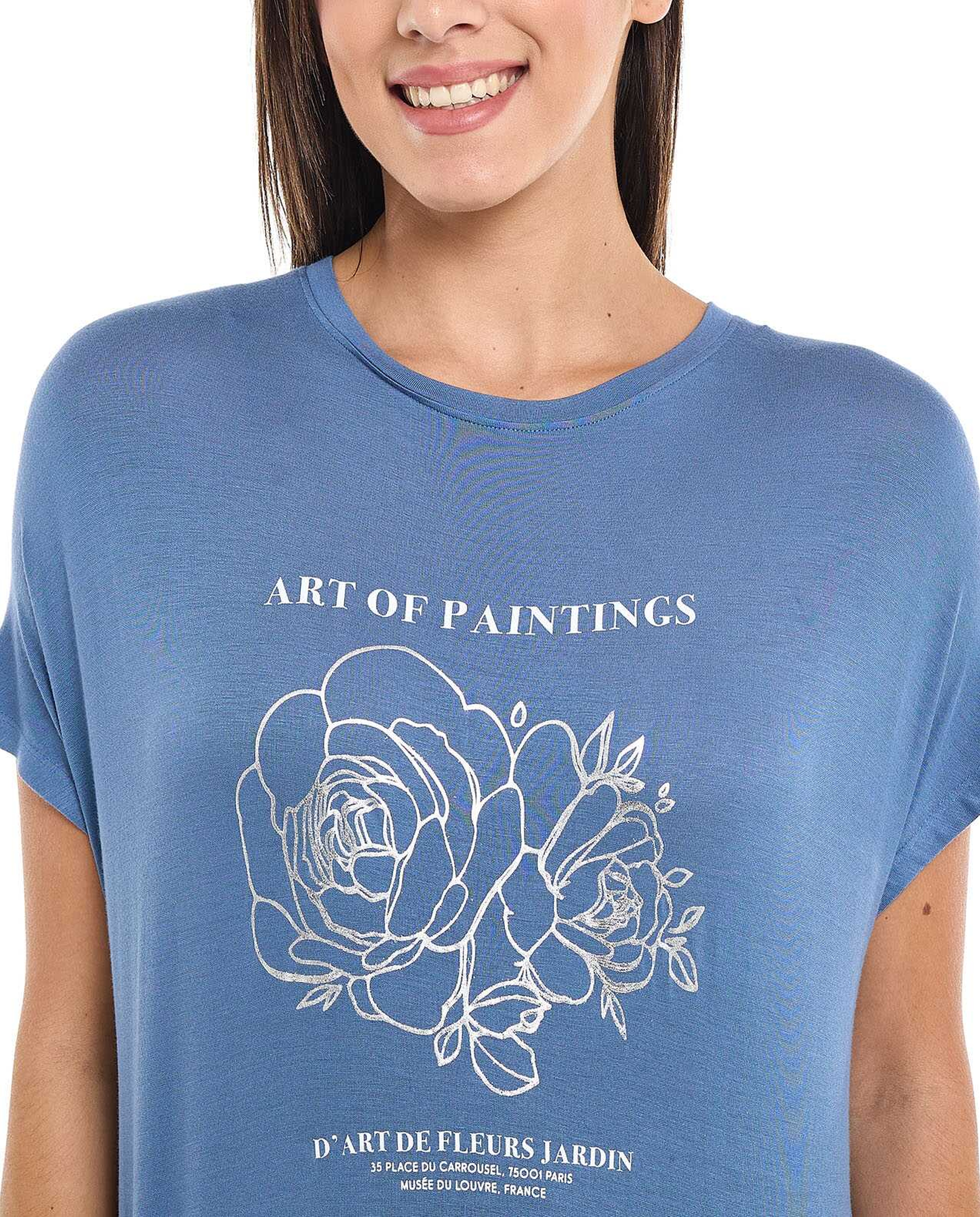 Printed T-Shirt with Crew Neck and Short Sleeves