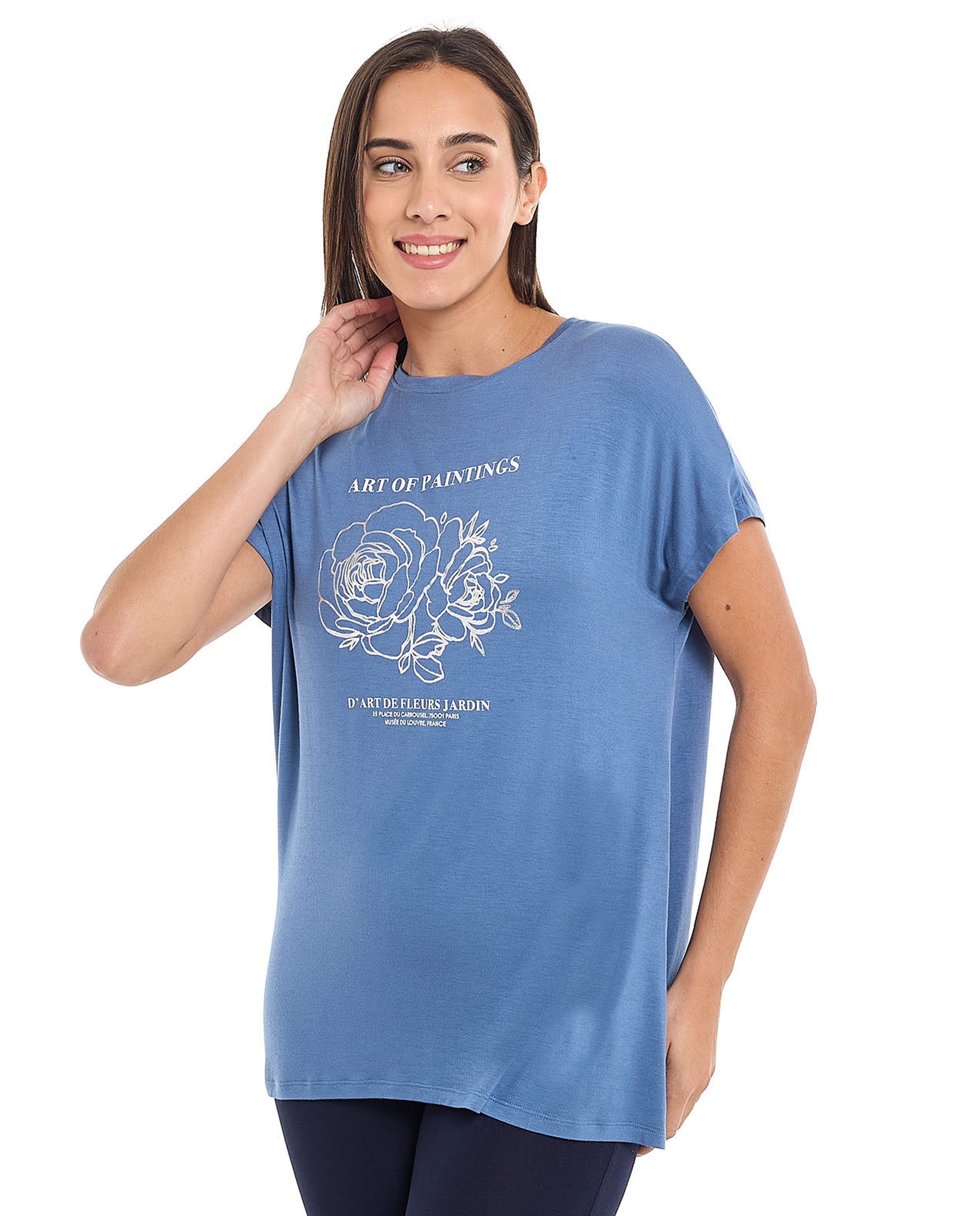 Printed T-Shirt with Crew Neck and Short Sleeves