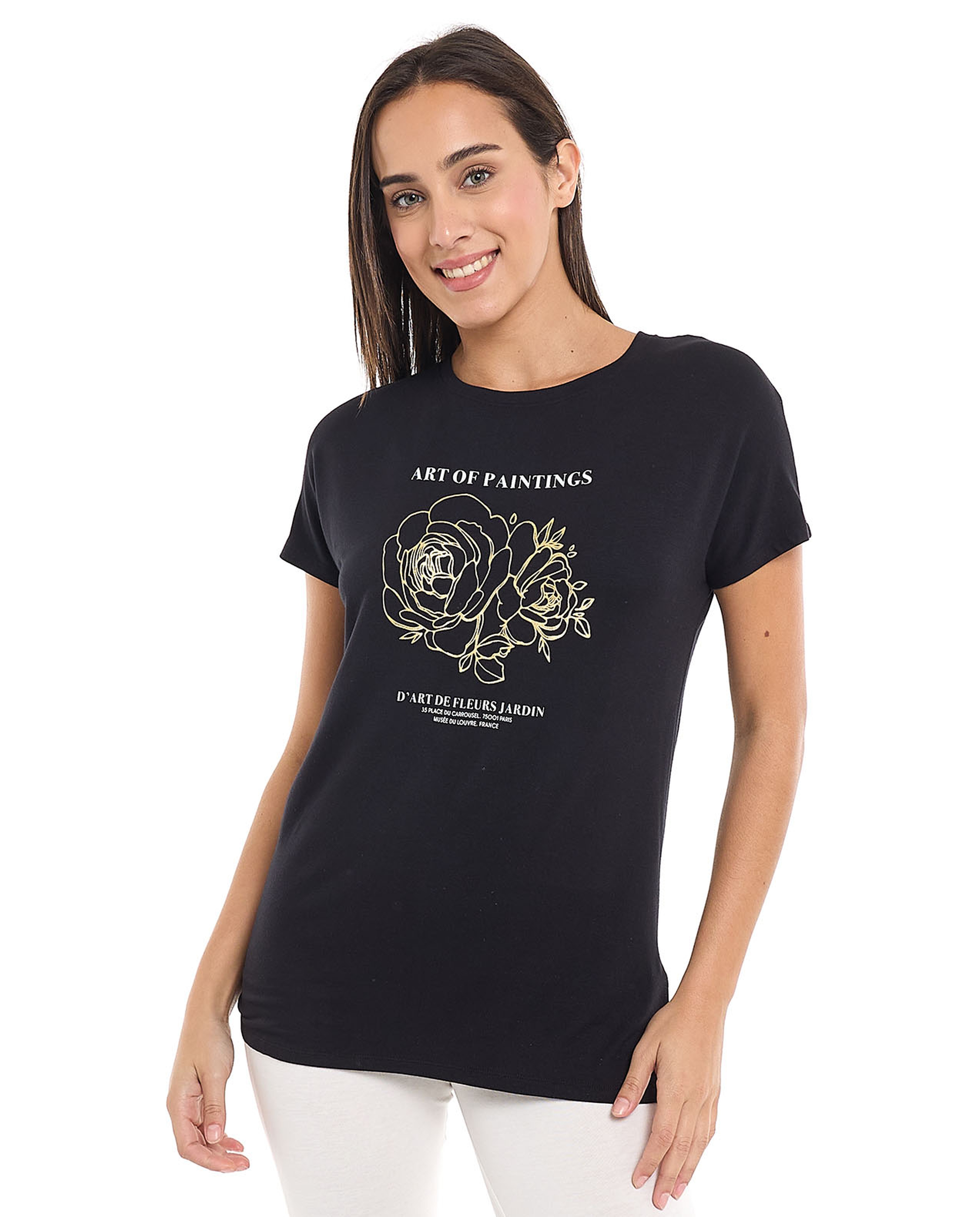 Printed T-Shirt with Crew Neck and Short Sleeves