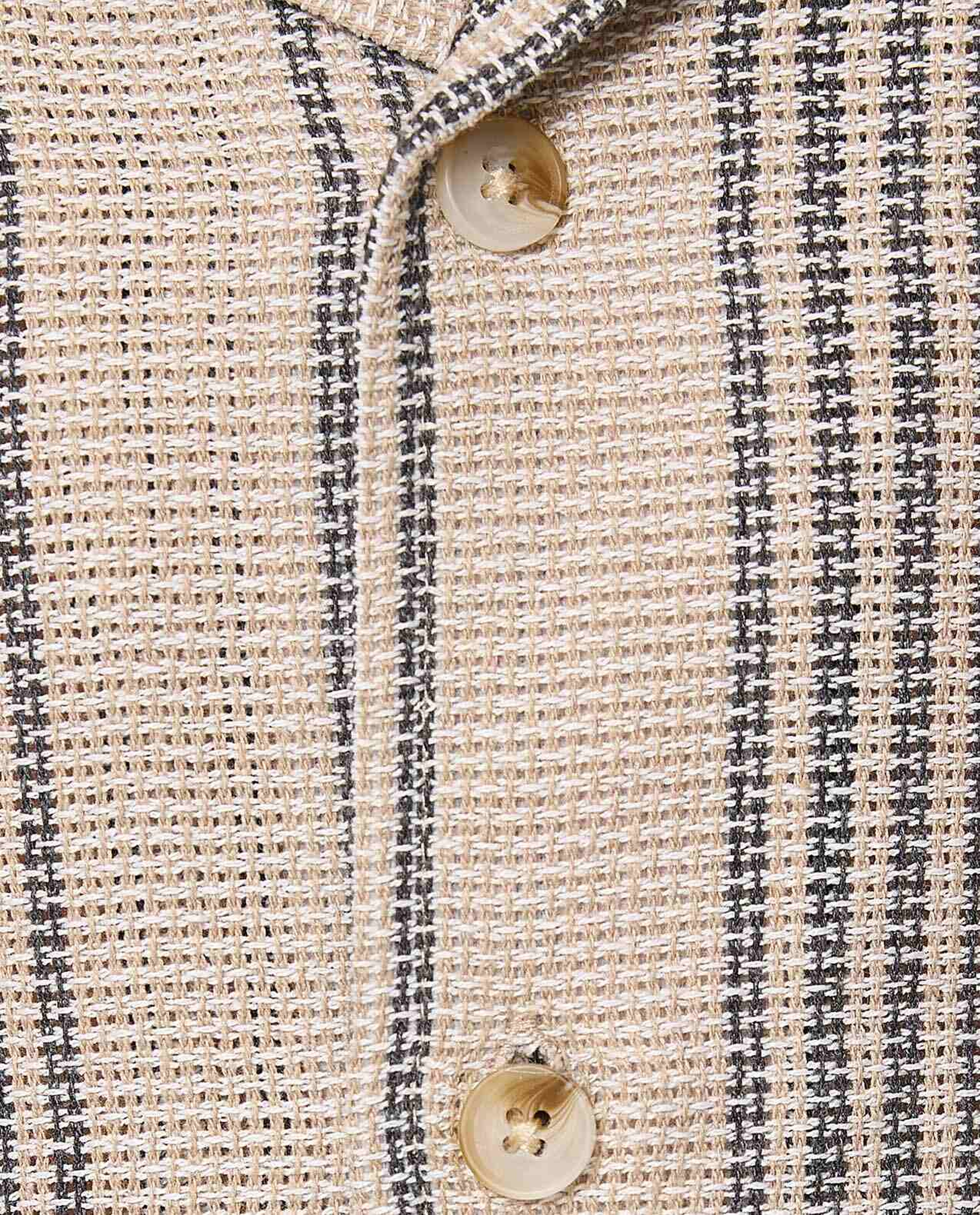 Striped Shirt with Revere Collar and Short Sleeves