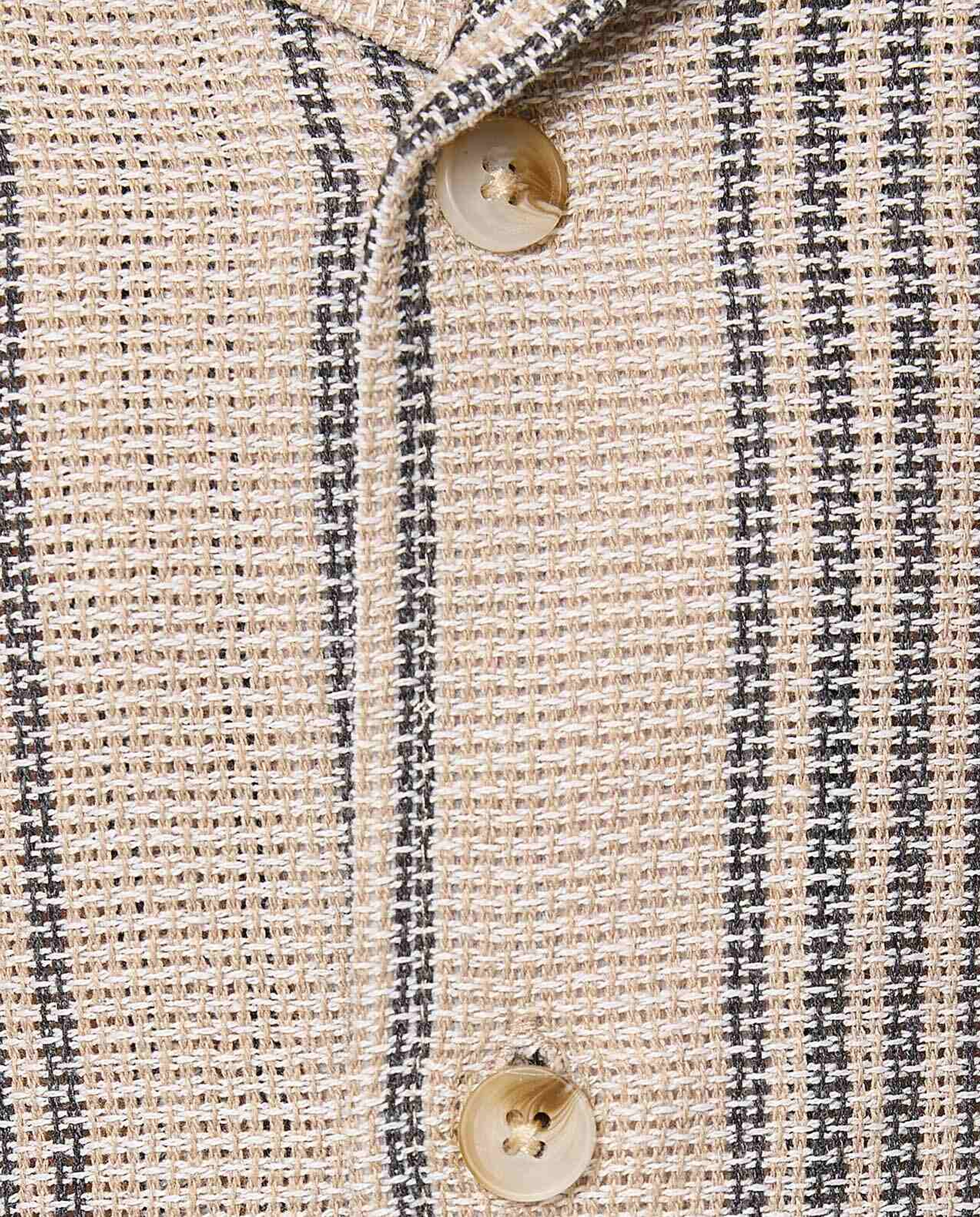 Striped Shirt with Revere Collar and Short Sleeves