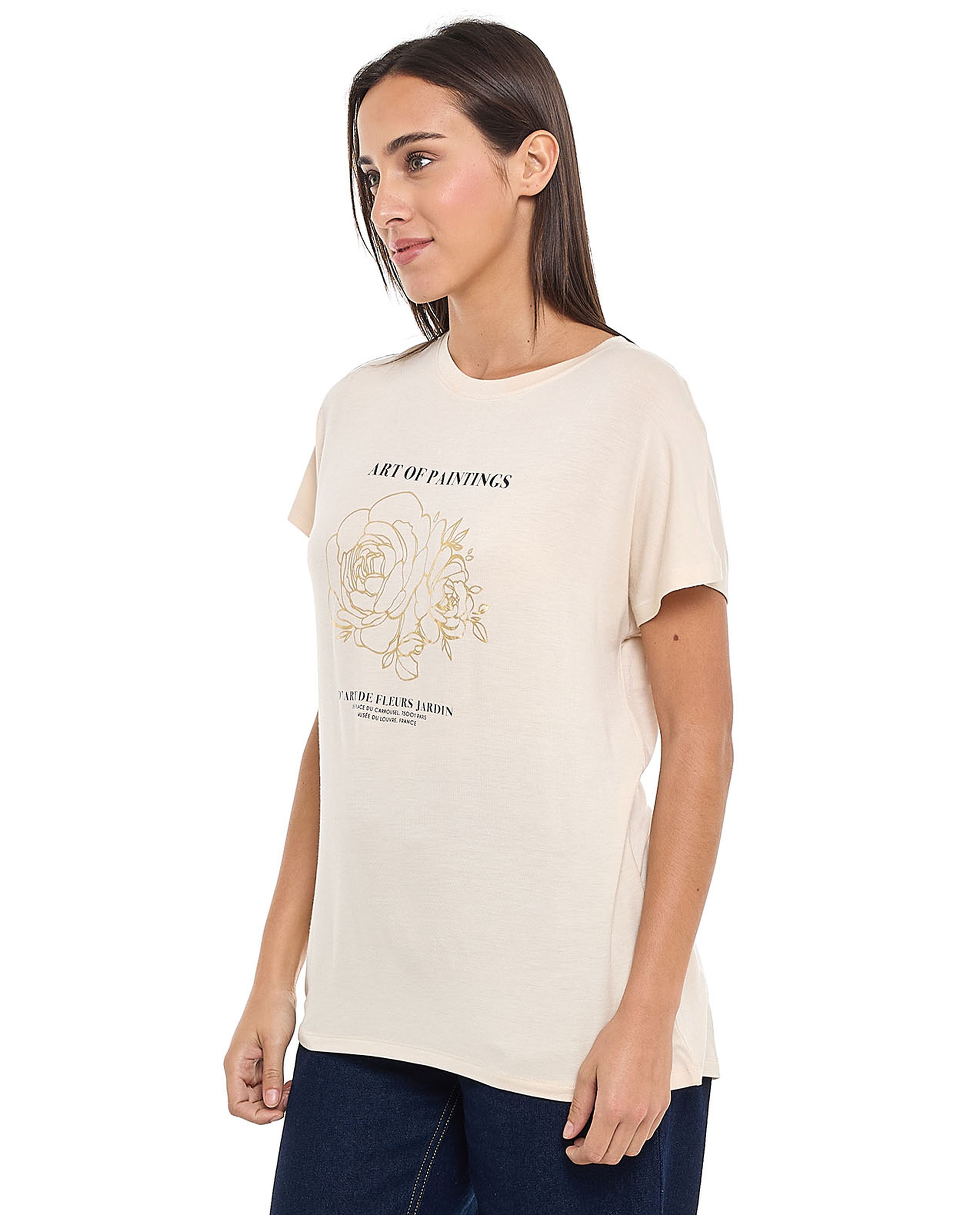 Printed T-Shirt with Crew Neck and Short Sleeves