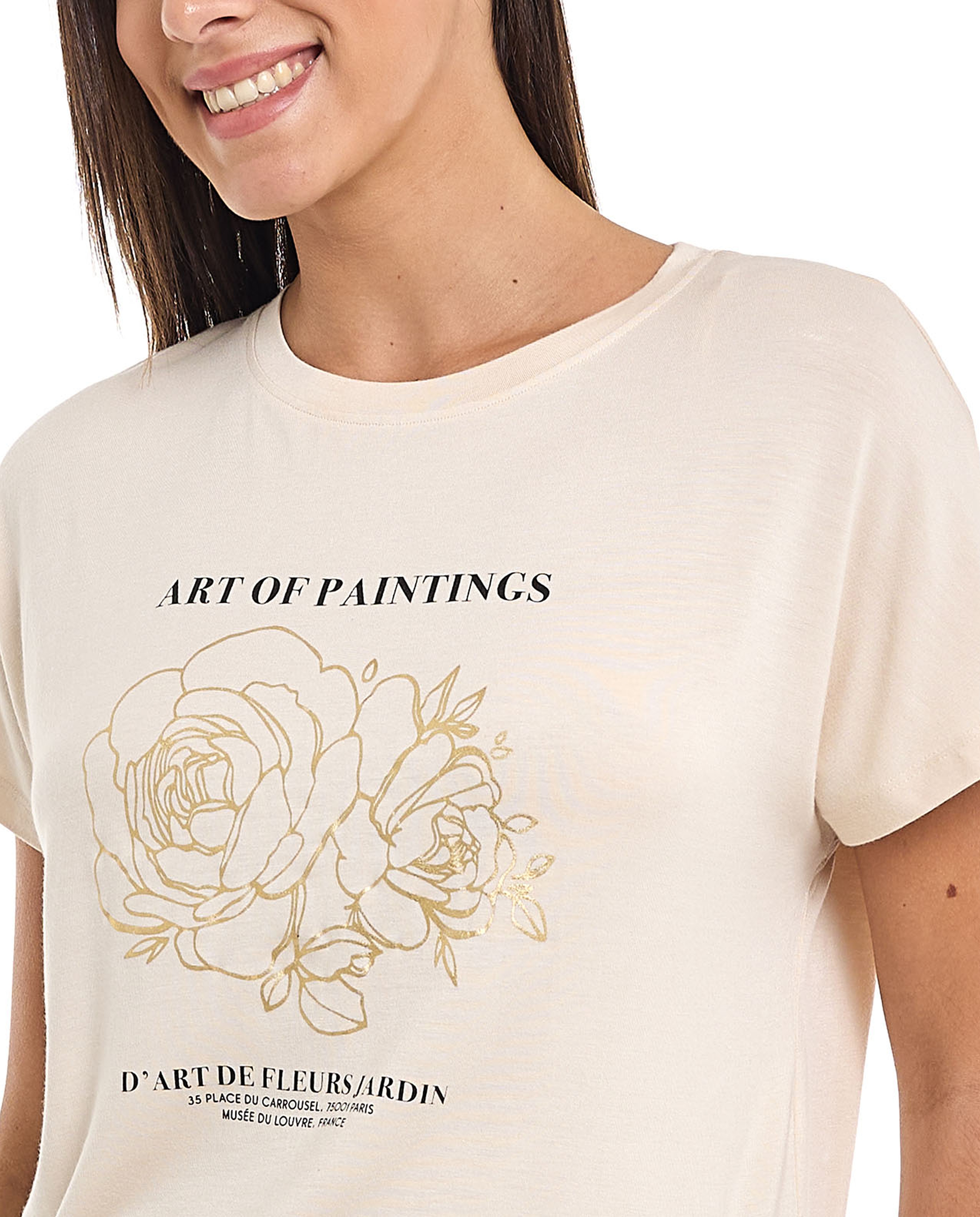 Printed T-Shirt with Crew Neck and Short Sleeves