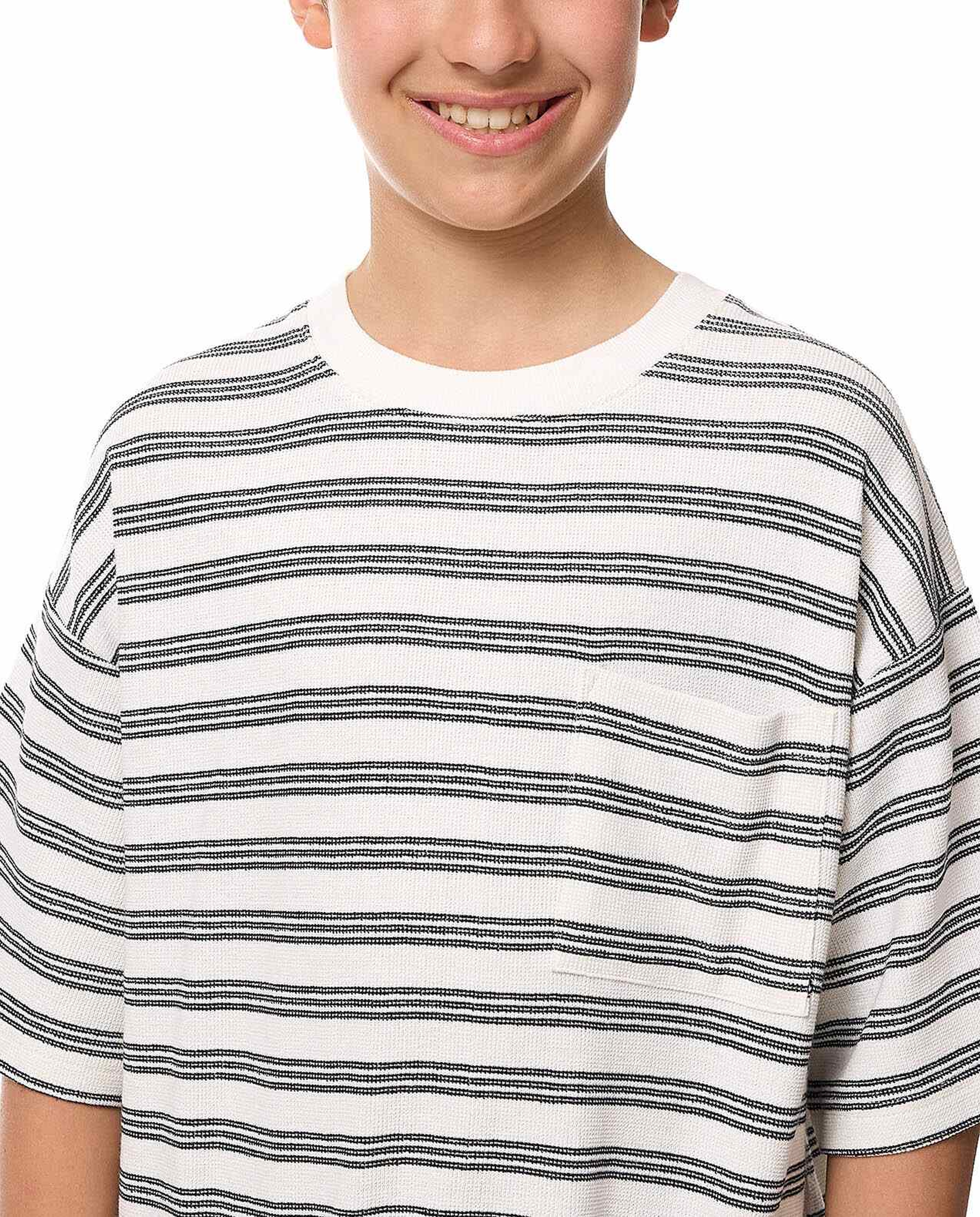 Striped T-Shirt with Crew Neck and Short Sleeves