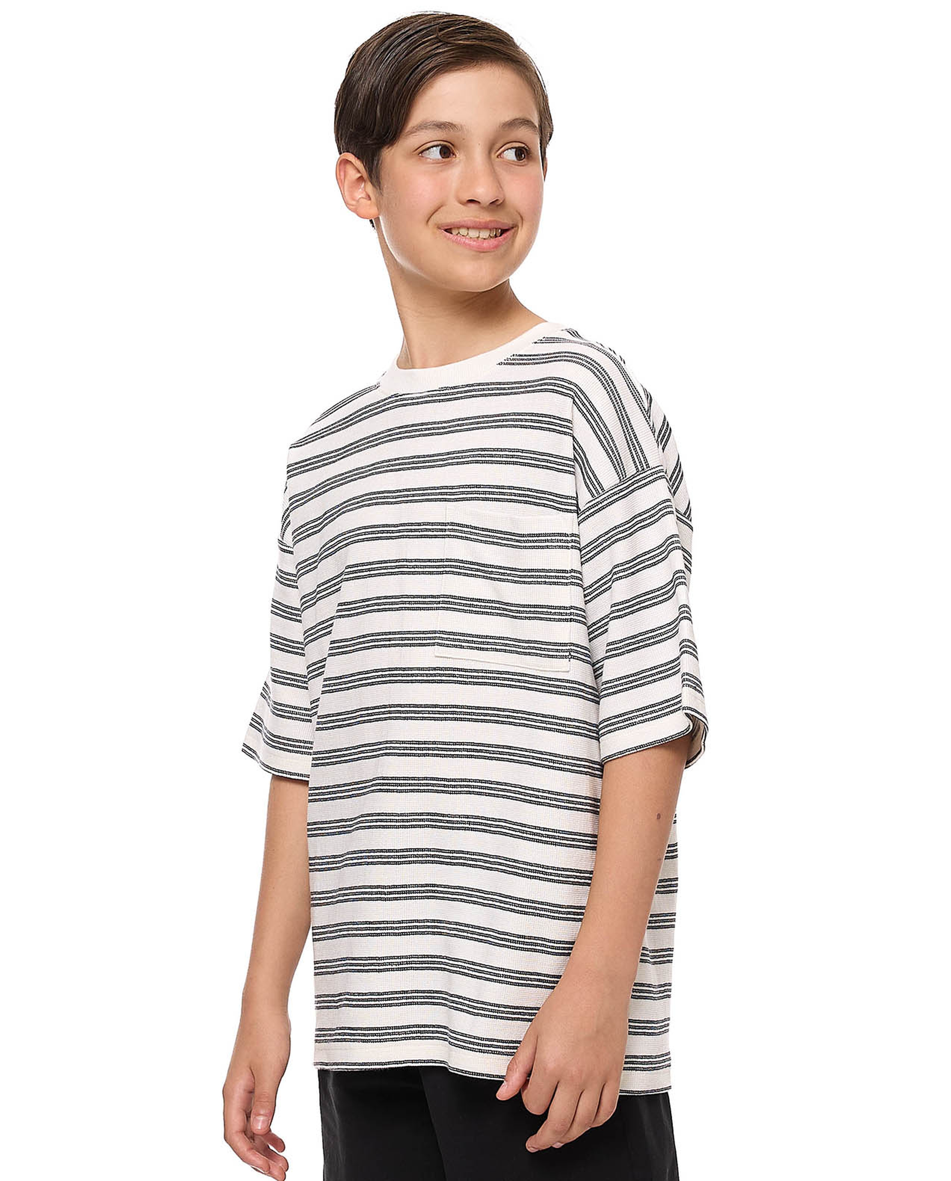 Striped T-Shirt with Crew Neck and Short Sleeves