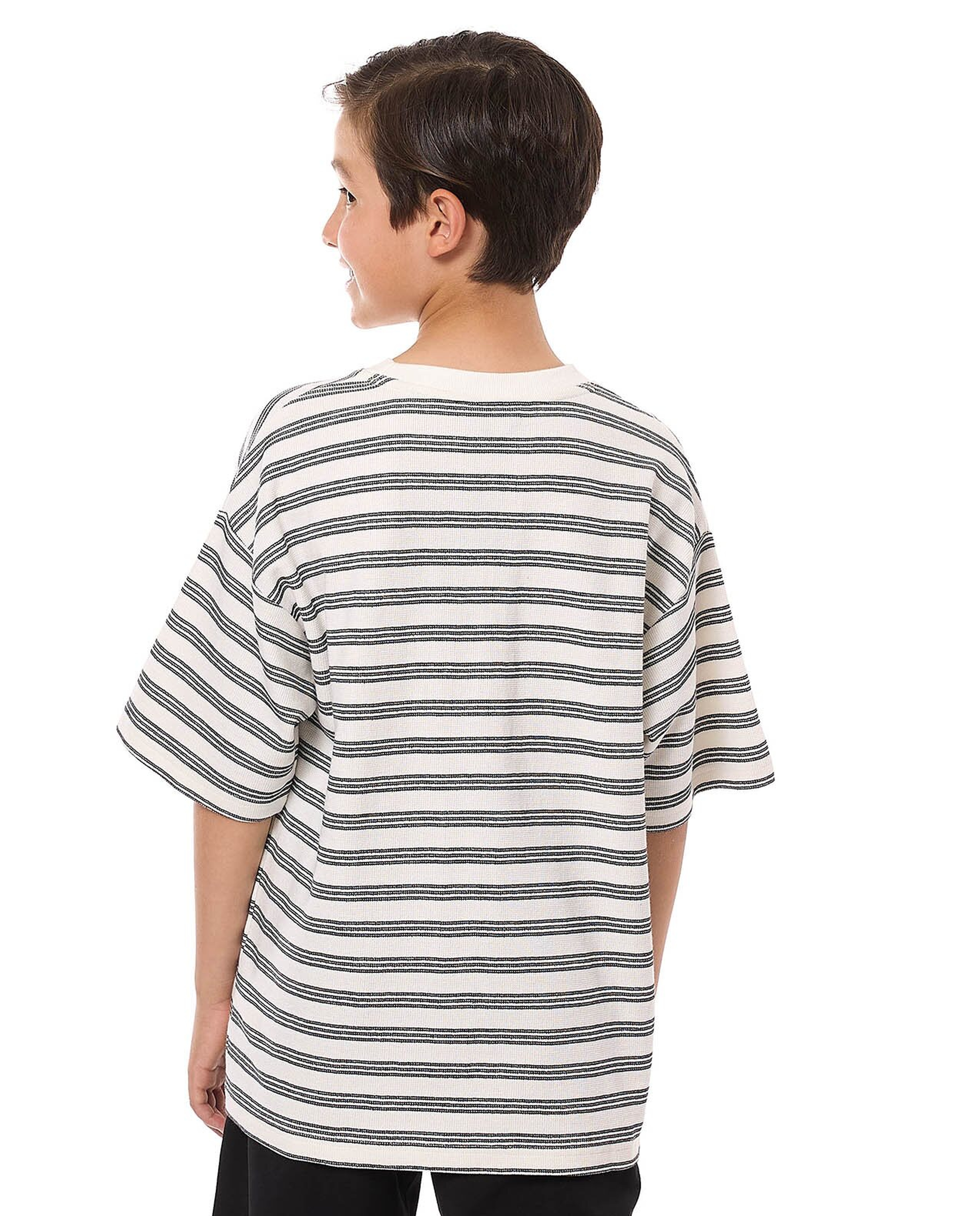 Striped T-Shirt with Crew Neck and Short Sleeves
